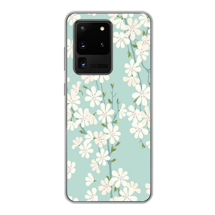 MuchoWow Handyhülle Illustration einer Kirschblüte Phone Case Handyhülle Samsung Galaxy S20 Ultra Silikon Schutzhülle
