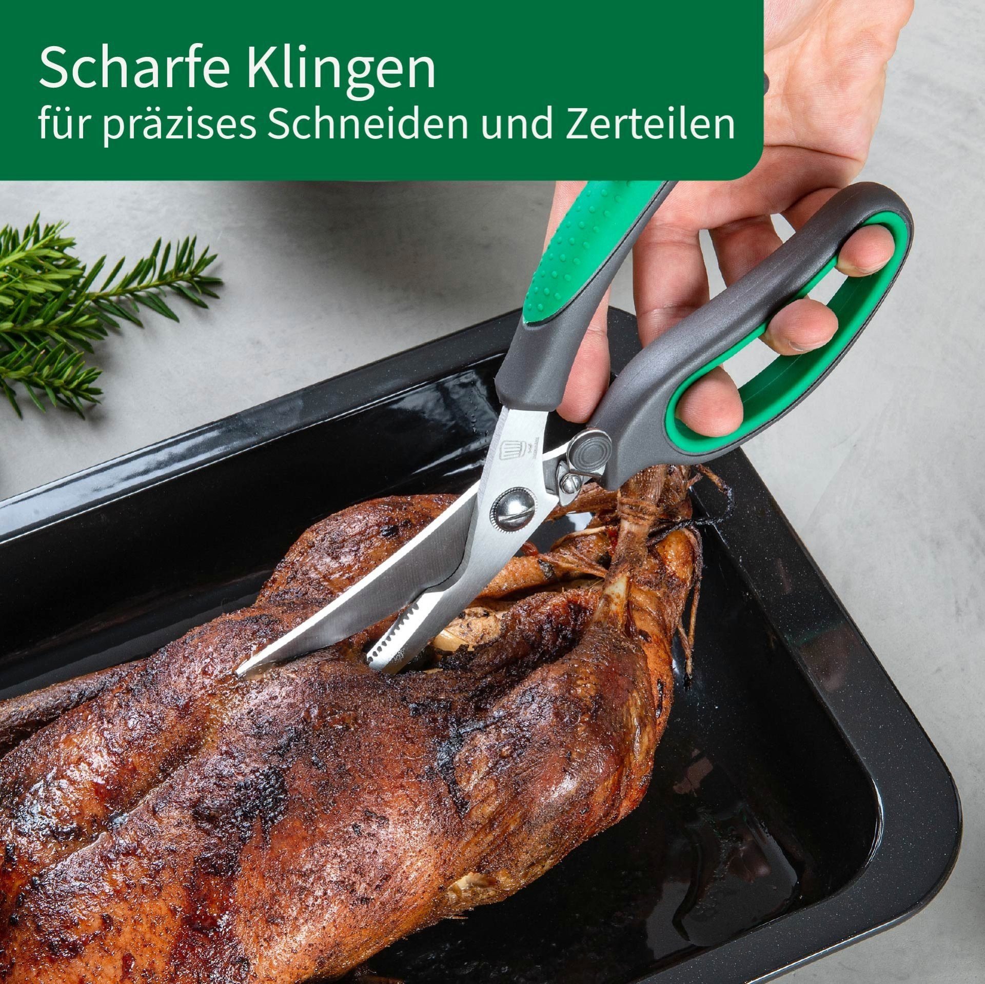 Chefkoch trifft Fackelmann Geflügelschere Geflügelschere aus Edelstahl – 235x75x25mm – Anti-Rutsch Griff