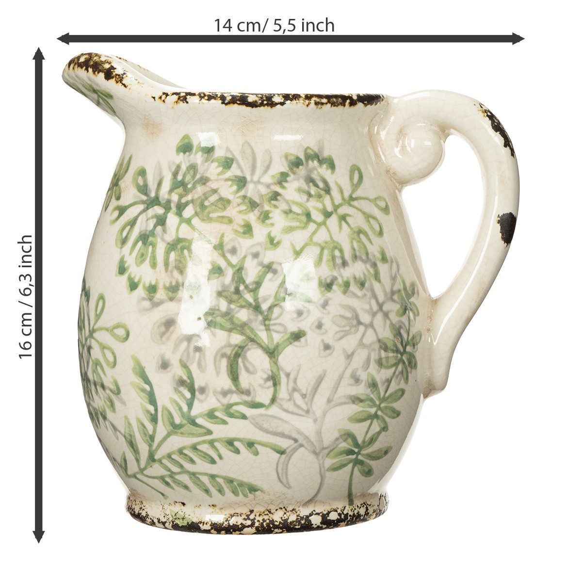 Viana Übertopf Dekorativer Vintage Krug zum Bepflanzen im Landhausstil für