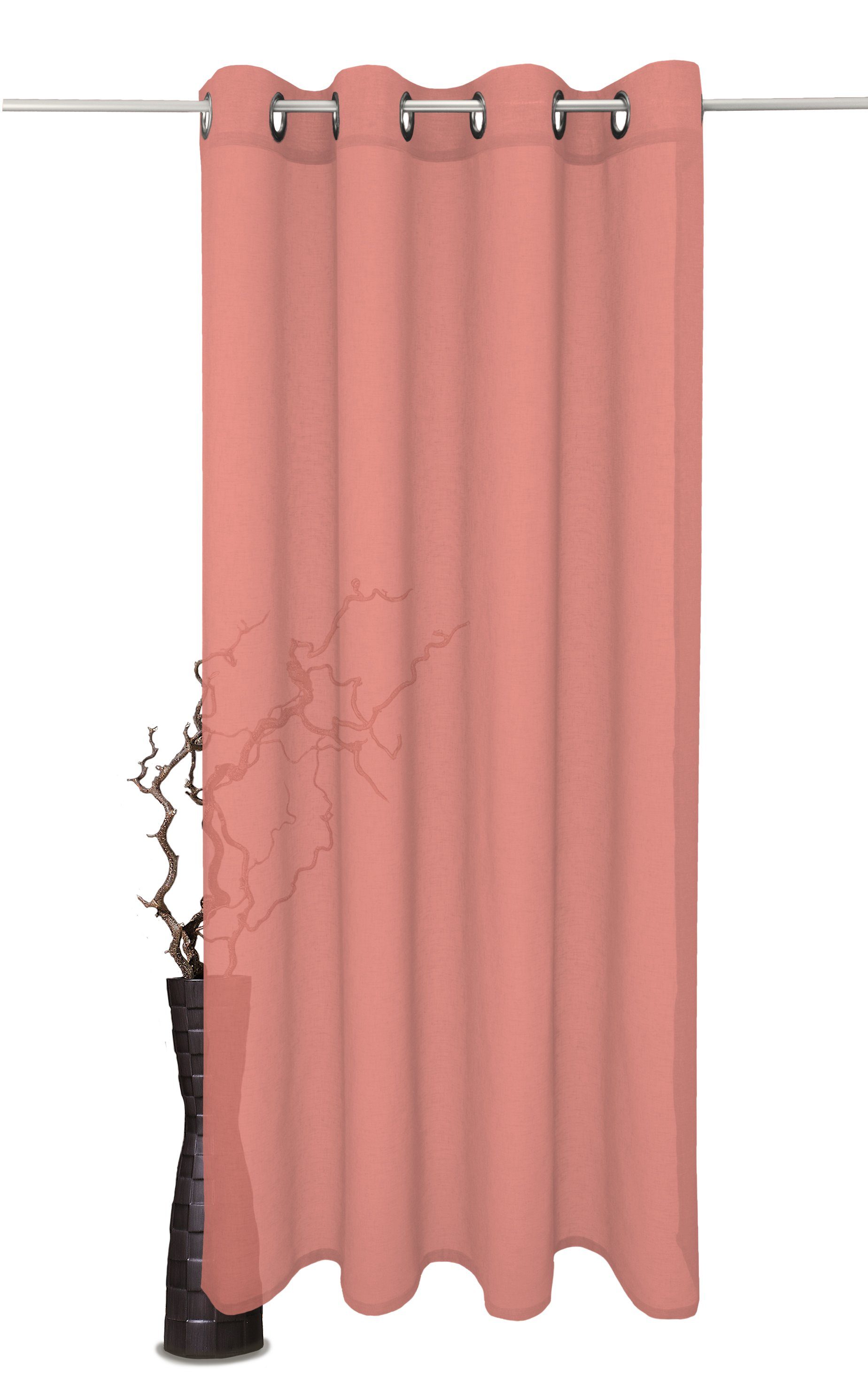 Vorhang nach Maß Milla, VHG, Ösen (1 St), Gardine in Leinenoptik rose