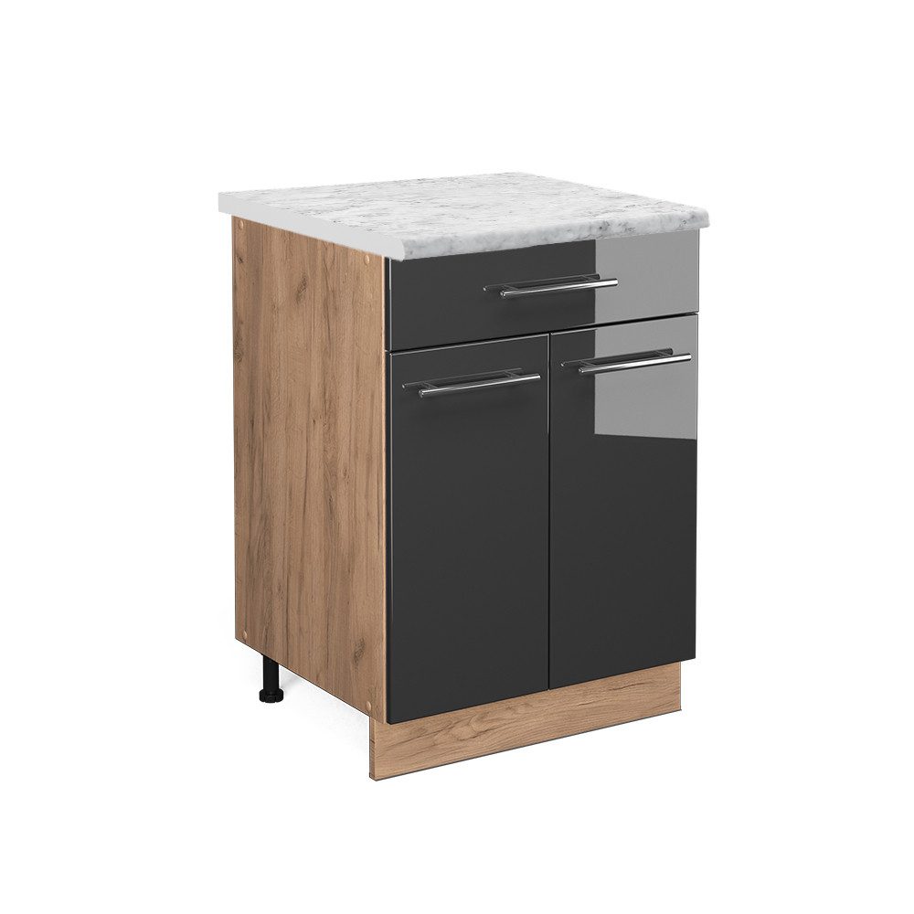 Vicco Unterschrank Fame-Line, Anthrazit Hochglanz/Goldkraft Eiche, günstig online kaufen