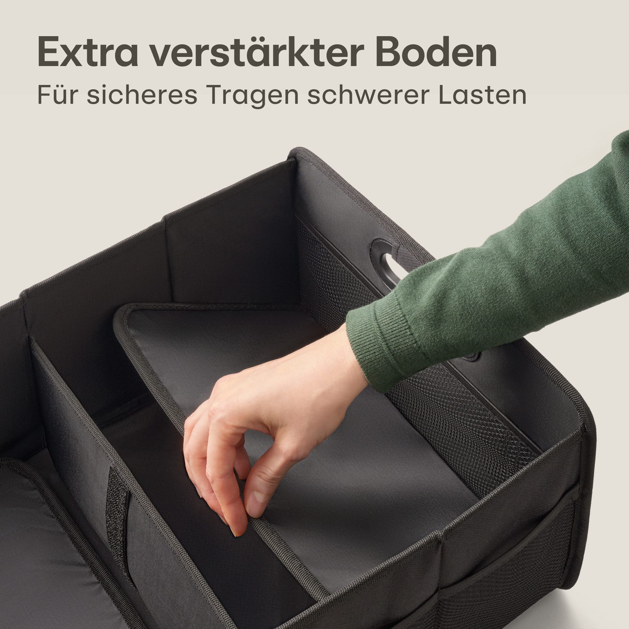 Praknu Trunk Mat, Foldable Trunk Organizer – 3 Compartments with 5 Pockets – Non-Slip (1 pc), Ideal Size for Cars – Robust & Water-Repellent Oxford Fabric