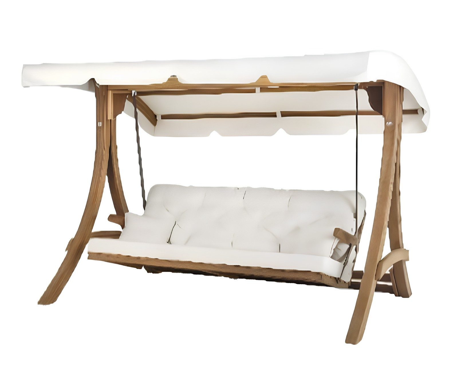 Xlmoebel Hollywoodschaukel Garten-Schaukelsofa im modernen Stil mit Holzrahmen in Weiß, 3-Sitzer, Schwingfunktion; verstellbare Sitzposition, Hollywoodschaukel, 1 tlg., 1x Hollywoodschaukel, Made in Europa