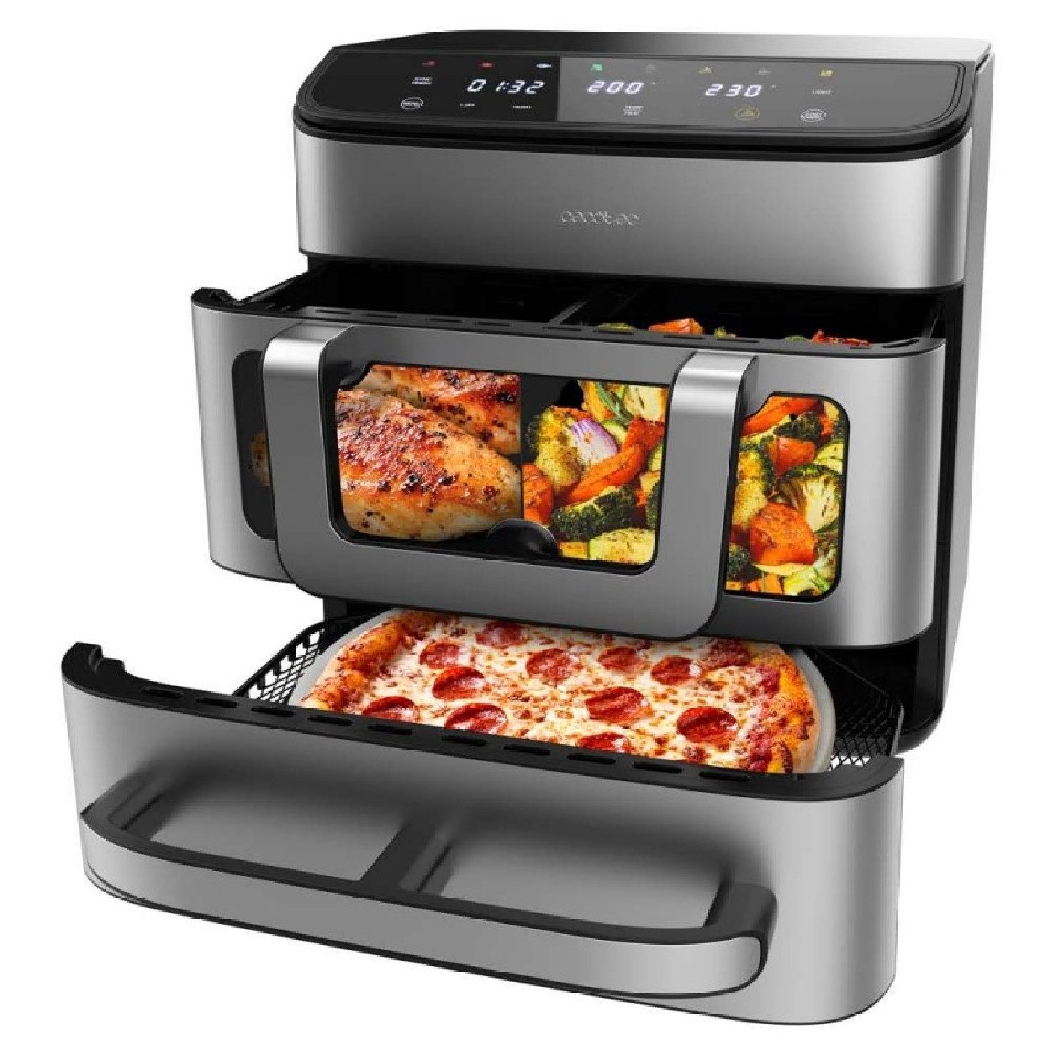 Cecotec Heißluftfritteuse Cecofry FoodCourt 18000 4Pizza, 2700 W, Cecofry FoodCourt 18000 4Pizza – Bild 3 von 5