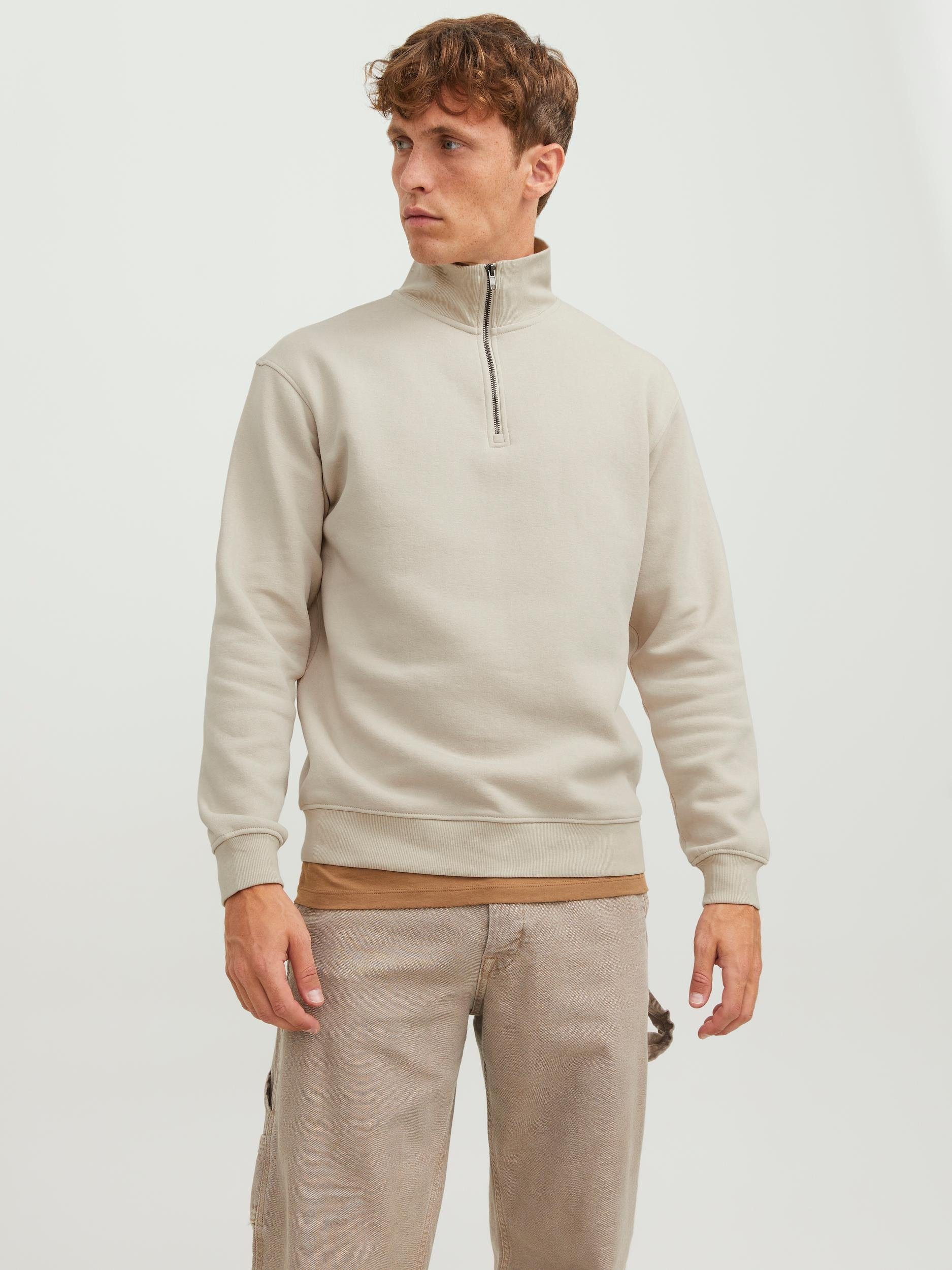 Jack & Jones Sweatshirt JJEBRADLEY SWEAT HALF ZIP NOOS mit Troyer Kragen