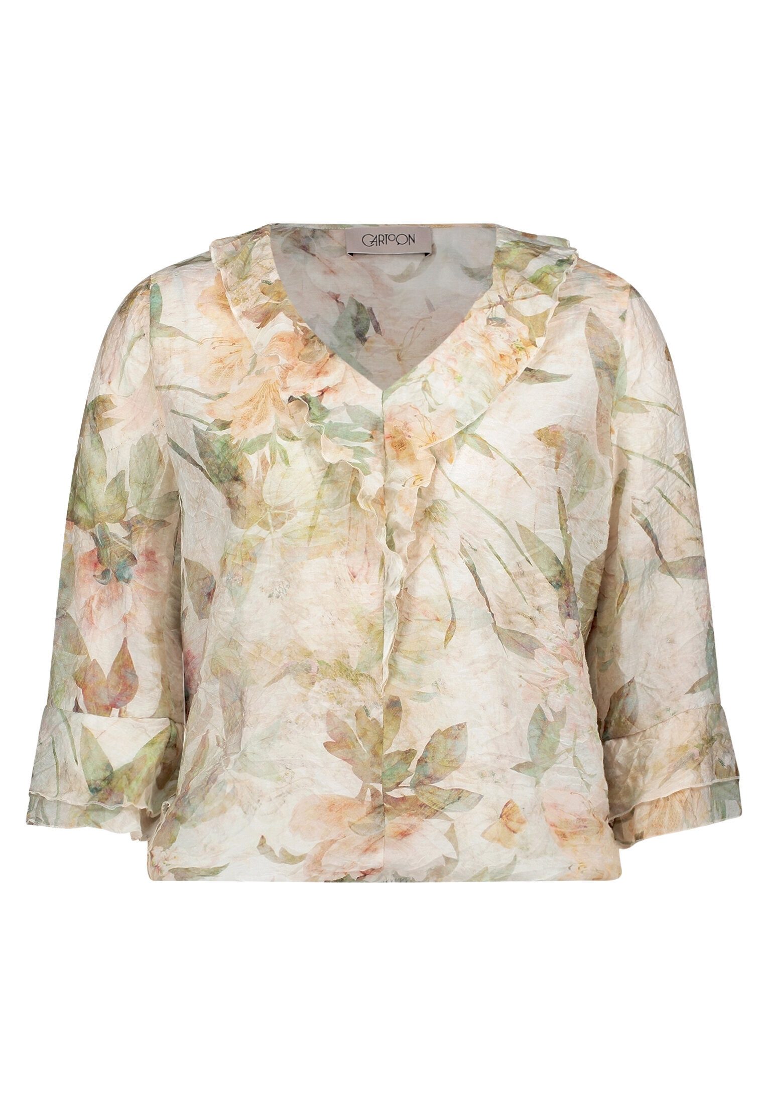 Cartoon Rüschenbluse Damen mit 3/4 Arm