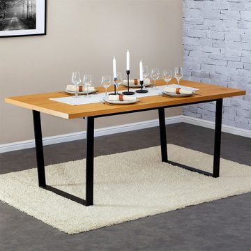 CARO-Möbel Esstisch VIDAGO, Esstisch 90x180 cm Tischgestell Metall und Tischfläche in Wildeiche De