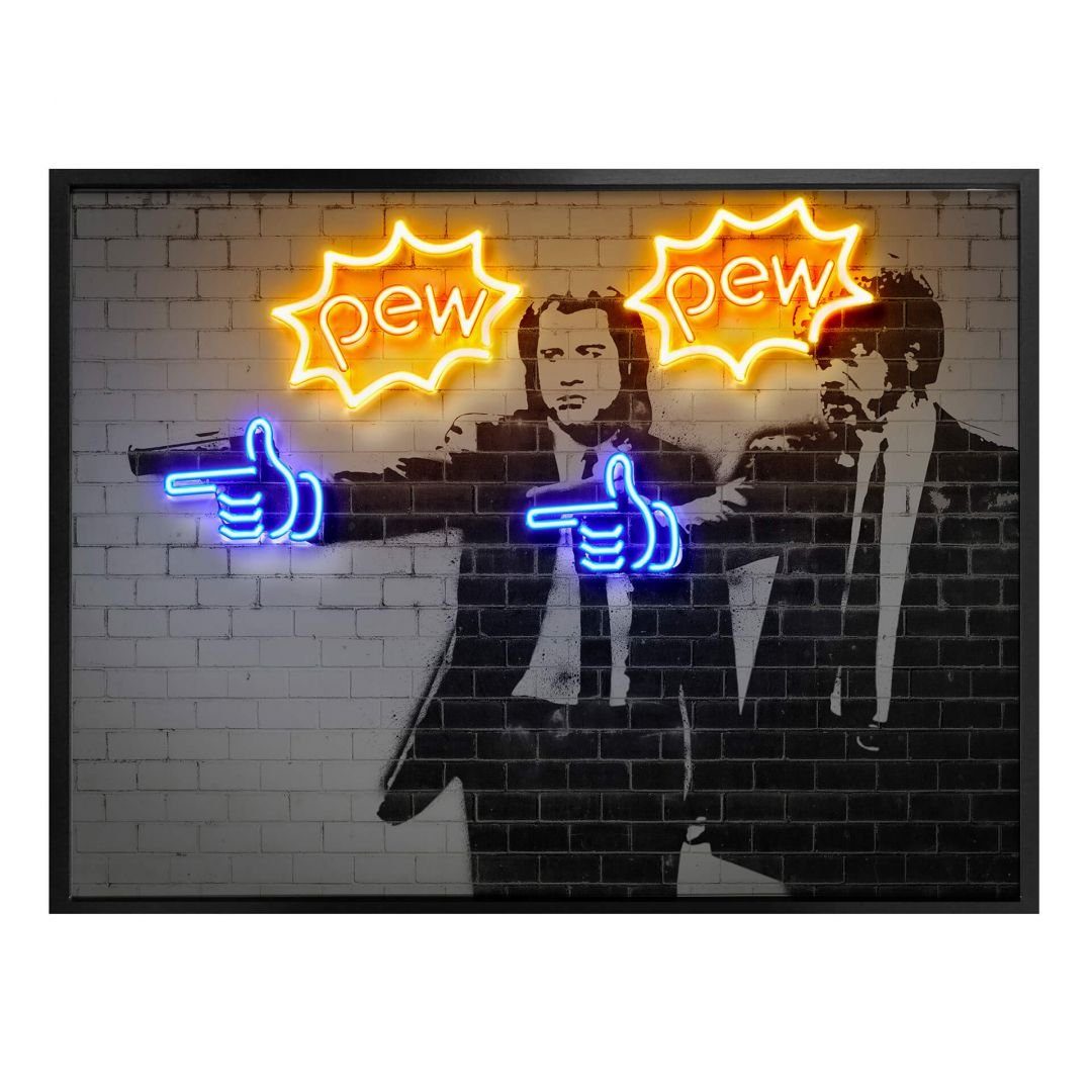 K&L Wall Art Poster Poster Mielu Neon Streets Kult Retro Filmszene Pulp Fiction, Wohnzimmer Wandbild modern
