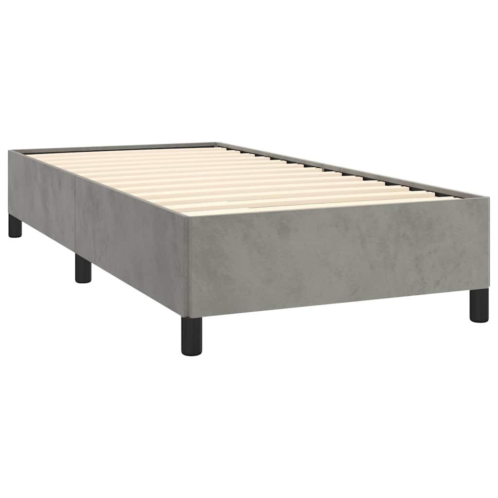 vidaXL Bett Bettgestell ohne Matratze Hellgrau 100x203 cm Twin XL Samt – Bild 5 von 5