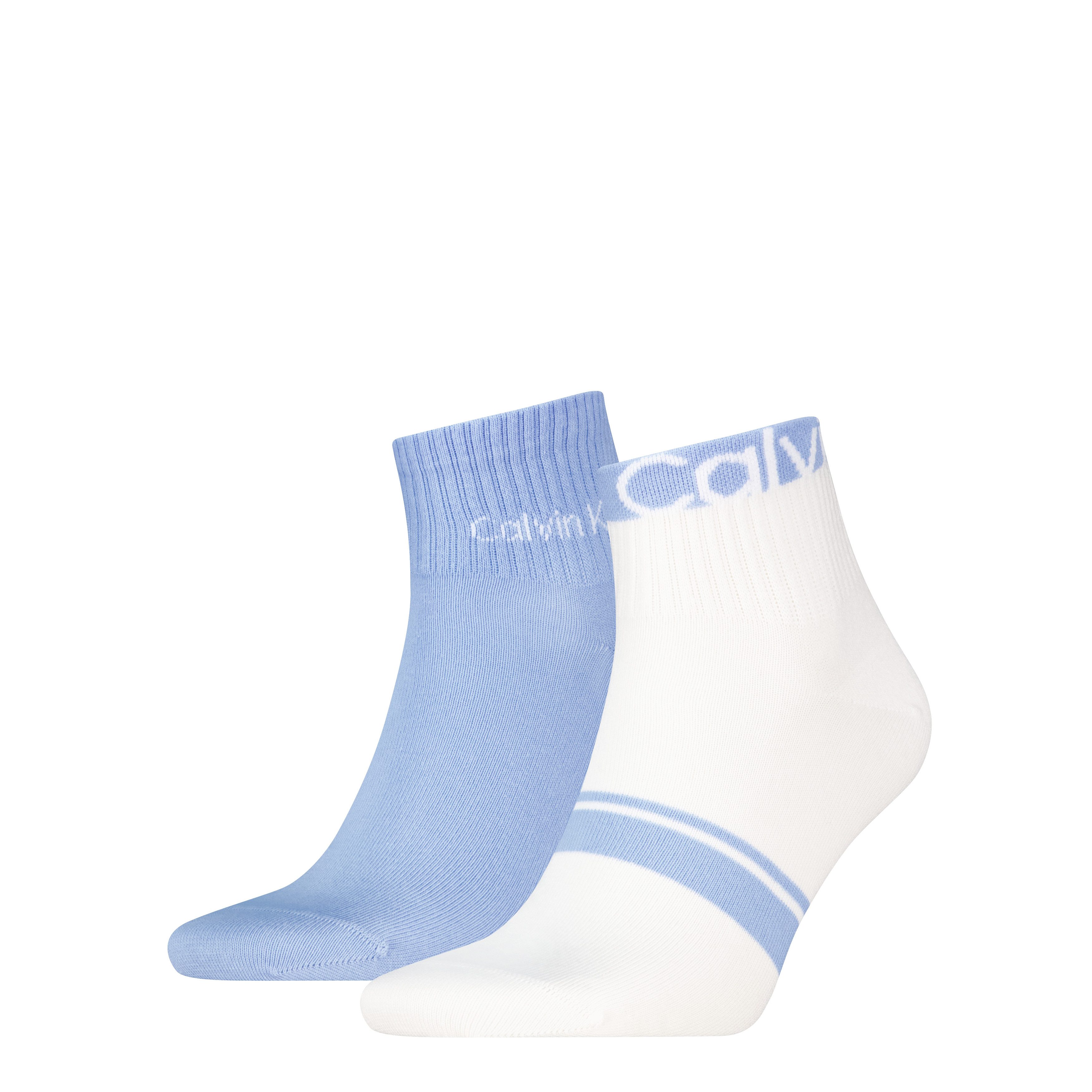 Calvin Klein Kurzsocken CK MEN QUARTER LOGO STRIPE (2 Paar) mit breitem Rippenbündchen, Cotton-Mix