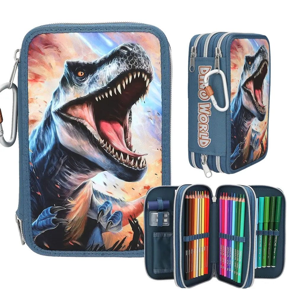 Depesche Kinderrucksack Dino World 3 Fach Federtasche
