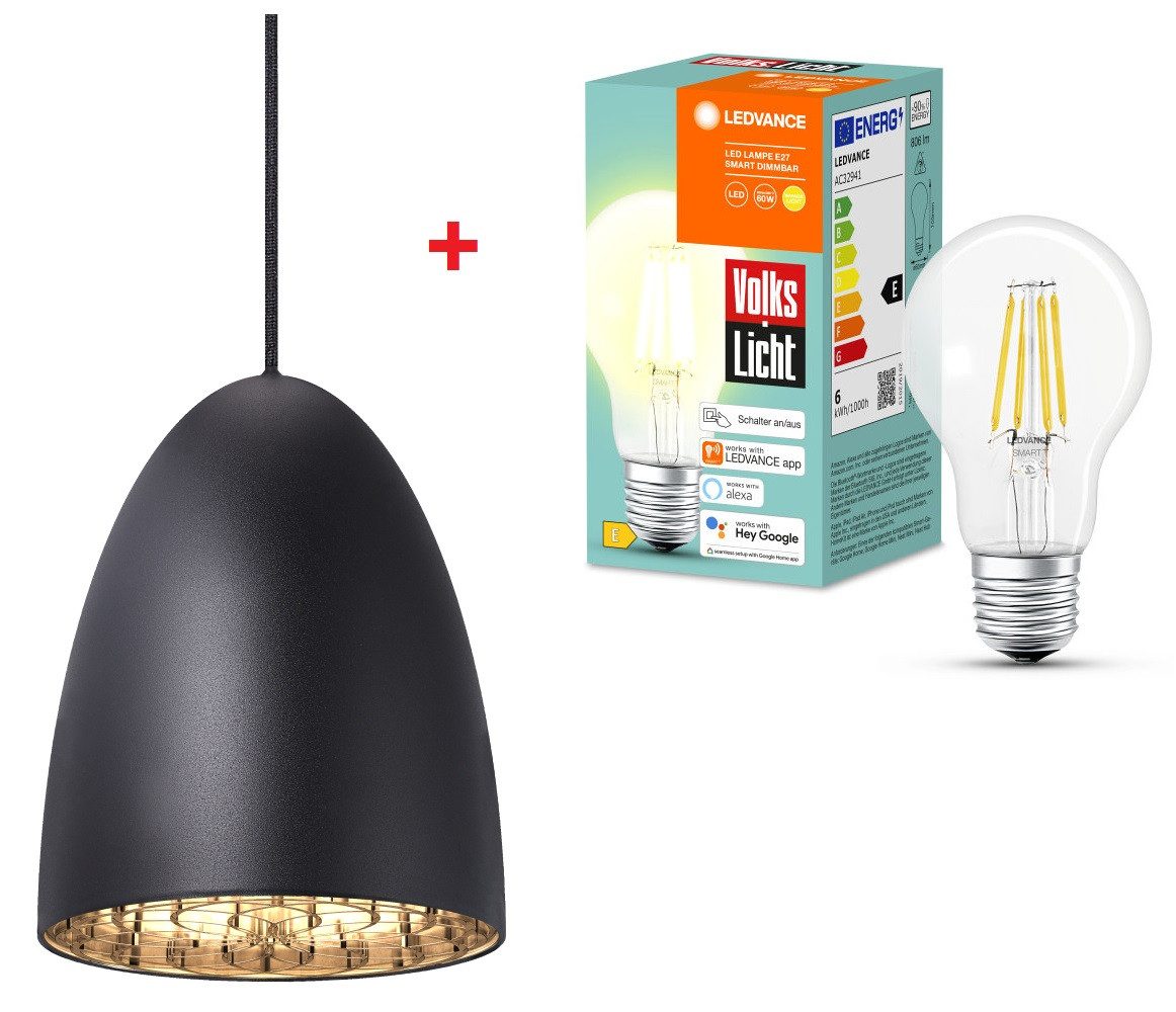 Osram LED Pendelleuchte LEDVANCE Lampe SMART dimmbar 6W 2700K + Pendellampe Nexus 20 Nordlux, LED wechselbar