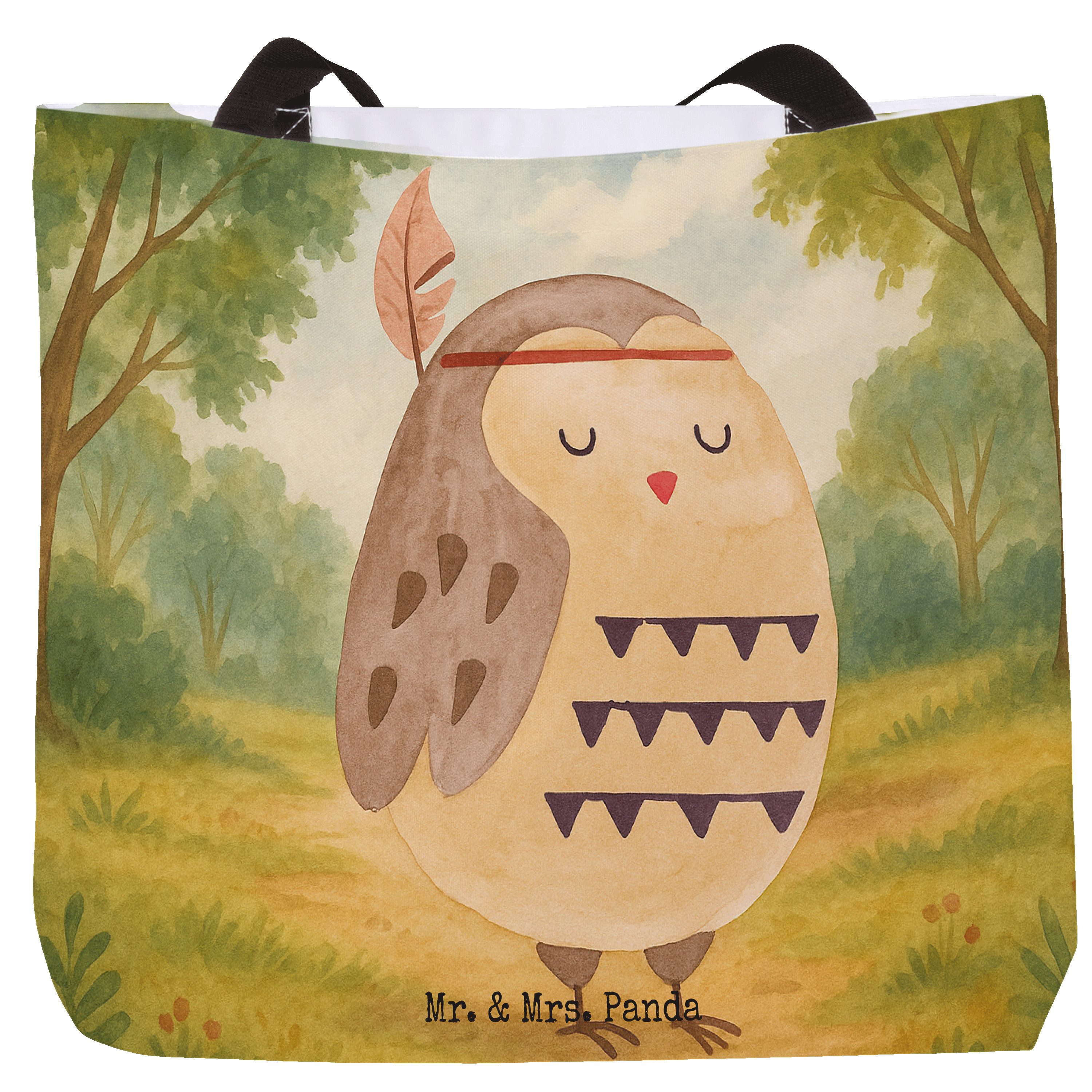 Shopper Eule Federschmuck Design, Strandtasche, Weiß, Reisetasche, Tasche, En