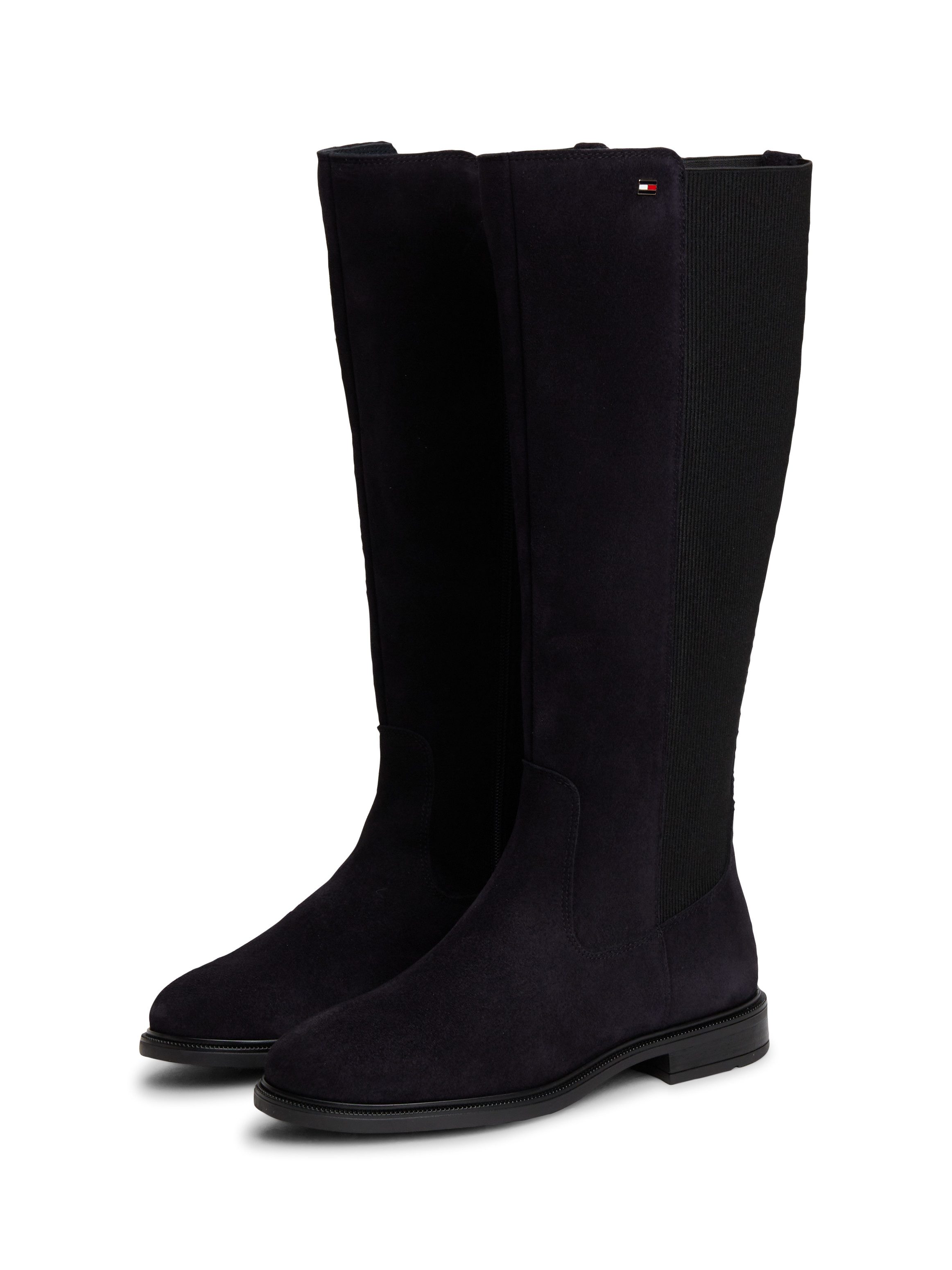 Tommy Hilfiger ENAMEL FLAG SUEDE HIGH CHELSEA Stiefel Blockabsatz, Langschaftstiefel mit Label-Flag