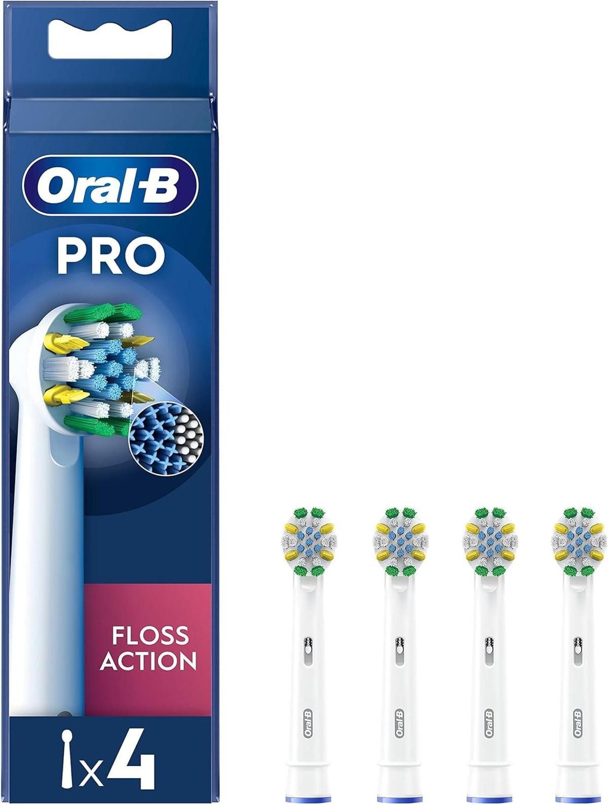 Oral-B Aufsteckbürsten Oral-B Pro Floss Action Aufsteckbürste Zahnbürste X-Form 4er Pack weiß