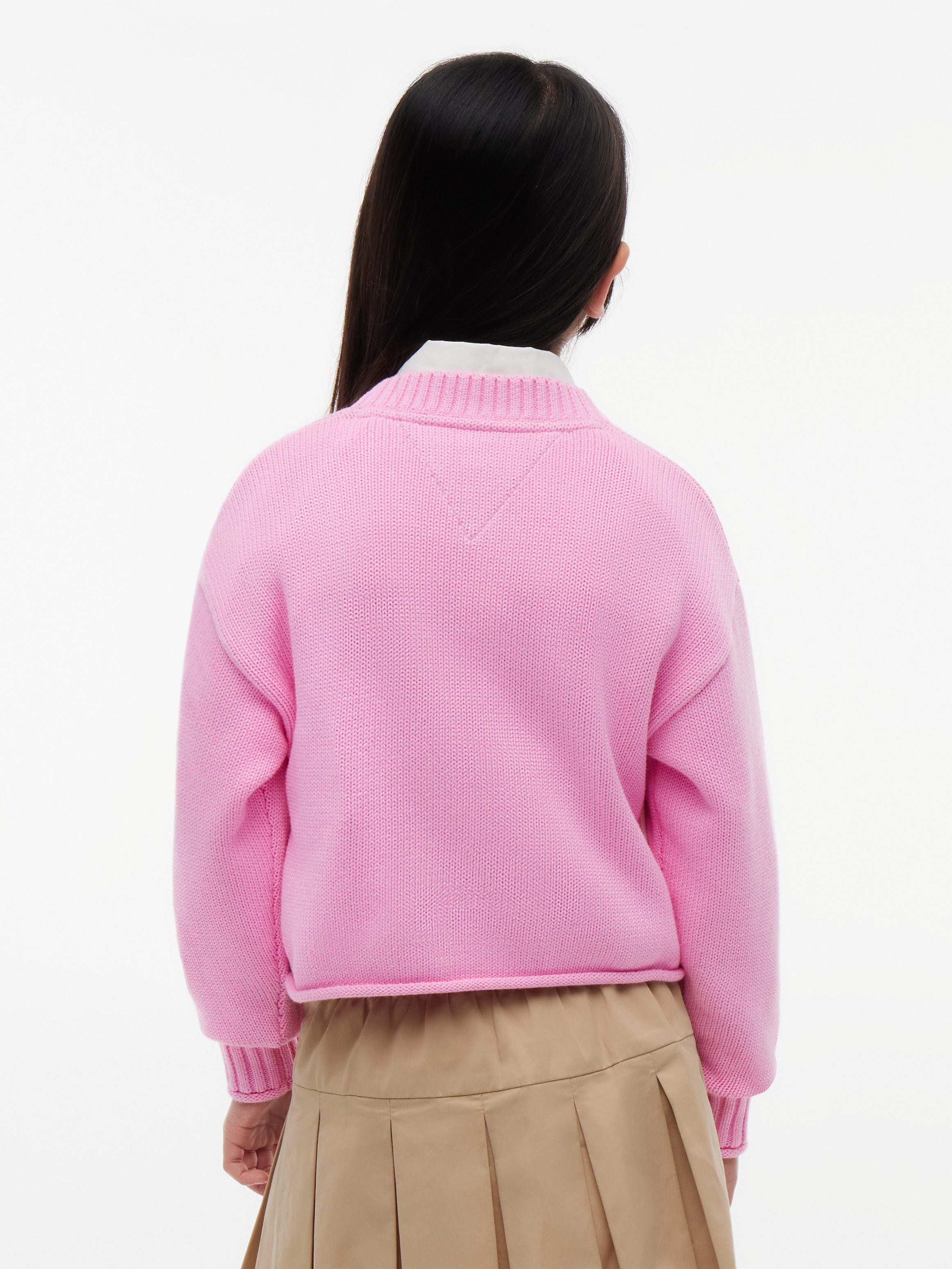 Tommy Hilfiger Strickpullover Rundhalsausschnitt, Rollkante am Saum, Kinder bis 16 Jahre