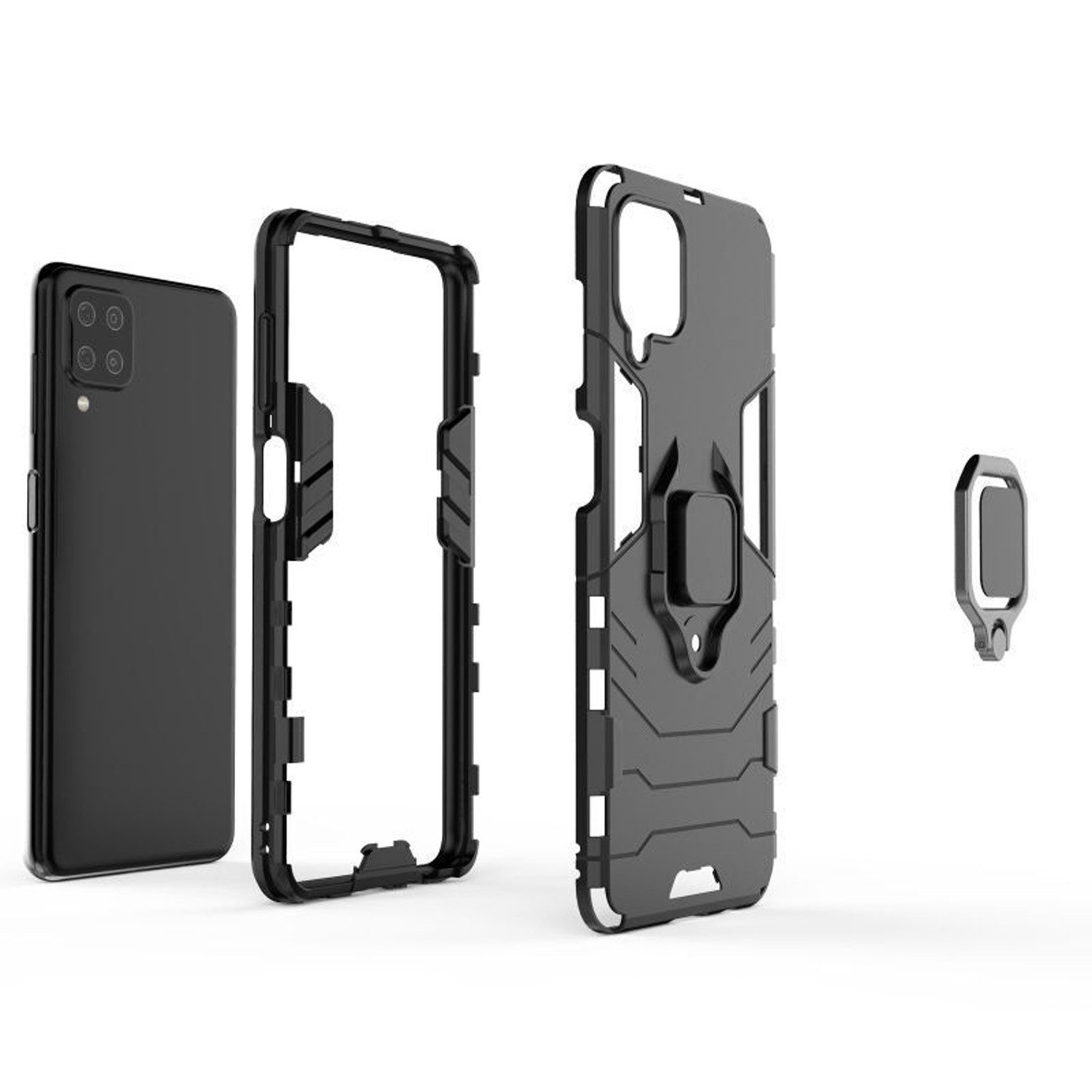 betterfon Handyhülle für Samsung Galaxy Outdoor Panzerhülle mit Slide-Kameraschutz, Mit Ringhalterung, Kamera-Schutz, Magnetplatte & 3-Schicht-Schutz