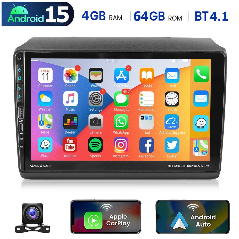 ESSGOO DAB+ Android 15 Für Citroen Jumper Fiat Ducato Peugeot Boxer Carplay Autoradio (RDS, 4+64GB(optional), DAB (optional), FM, AM, DAB+ (optional), Carplay Android Auto Bluetooth EQ USB GPS Navi WIFI Touchscreen)