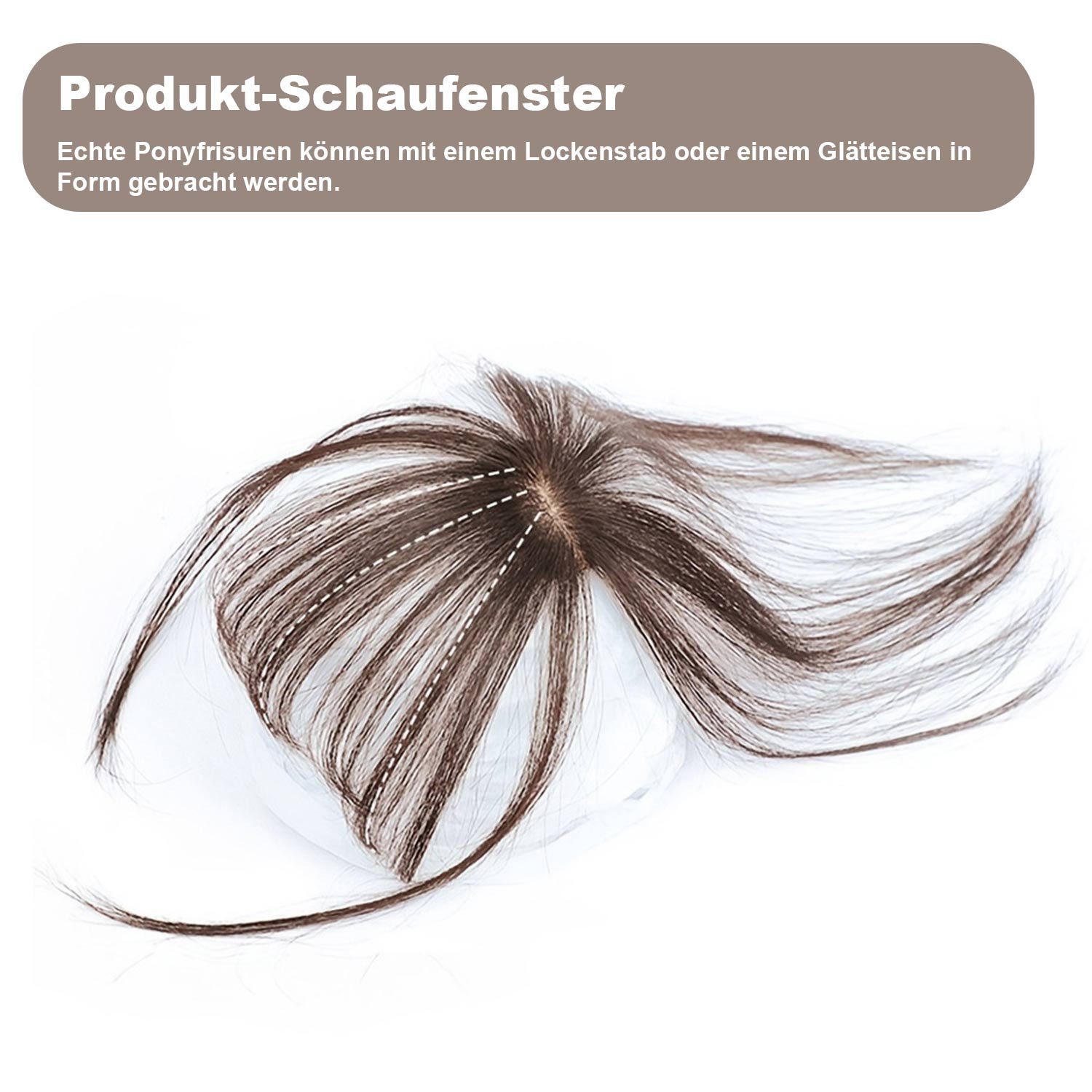 Refttenw Kunsthaarperücke 3D Air Bangs Haarteil Mini-Haarteil mit Pony, zum Anklipsen, 20CM 3D Air Pony Extension mit Haarscheitel