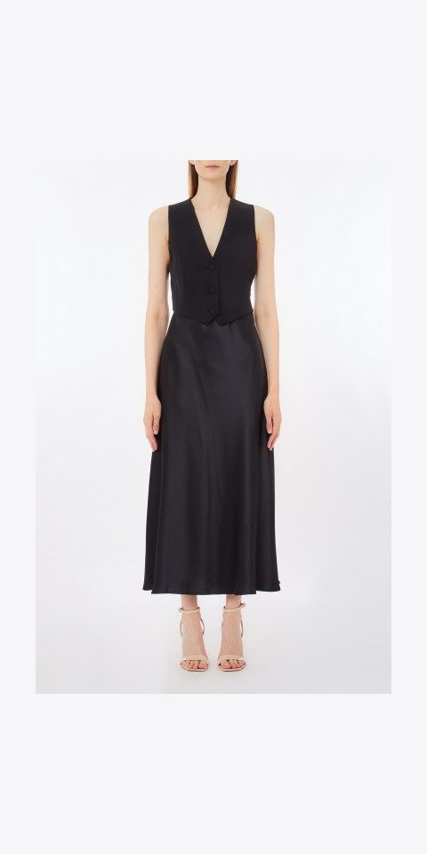 Liu Jo Maxikleid – Langes Damenkleid mit Satinrock und Weste - Kleid