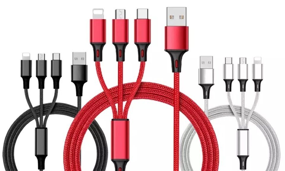 Alster Herz 3er Pack 3-in-1 Ladekabel Micro USB/C/Apple, E6601  Smartphone-Kabel, Für USB-C und Micro-USB