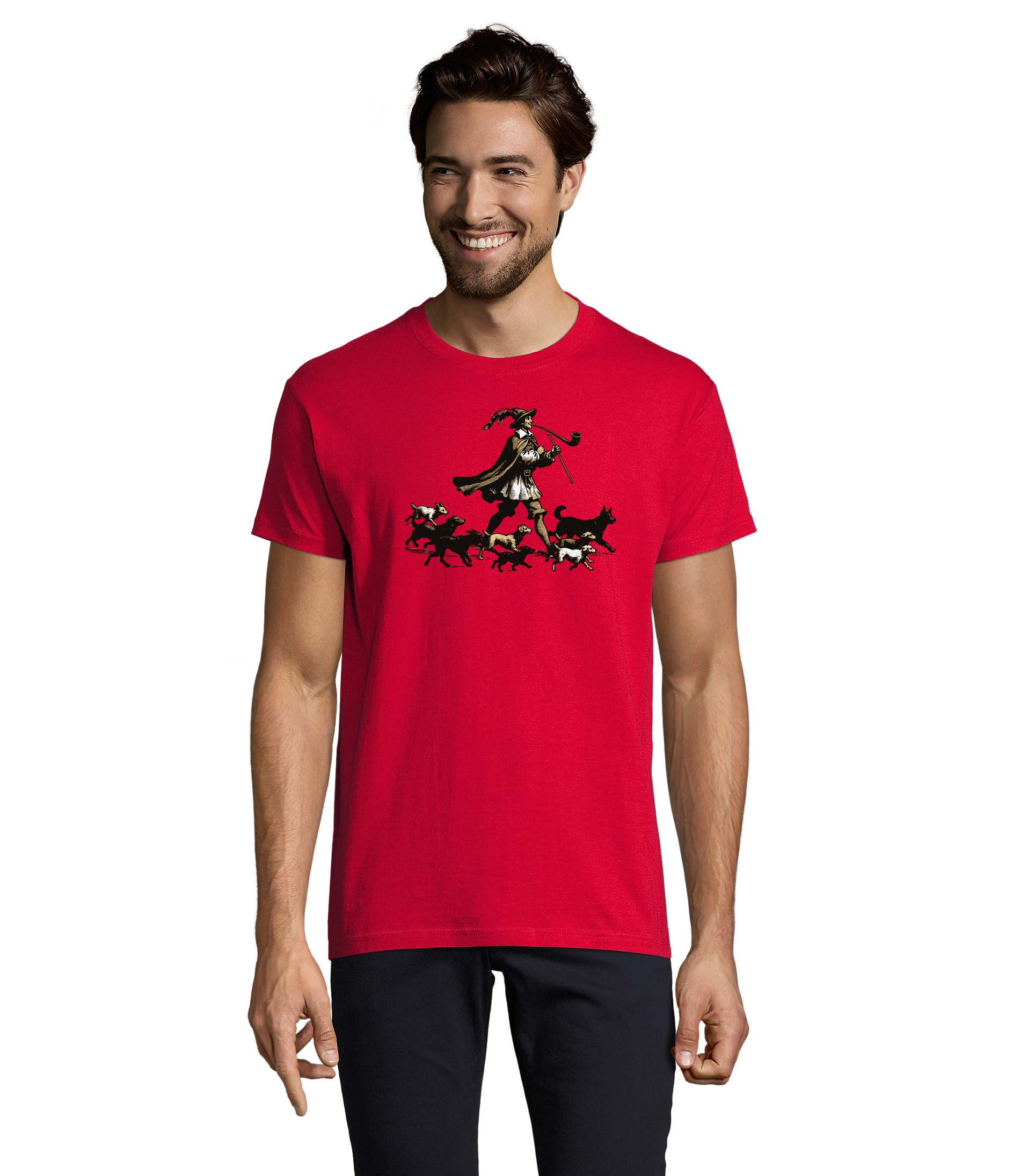 T-Shirt Rattenfänger von Hameln Hunde Märchen Herren Shirt Motiv