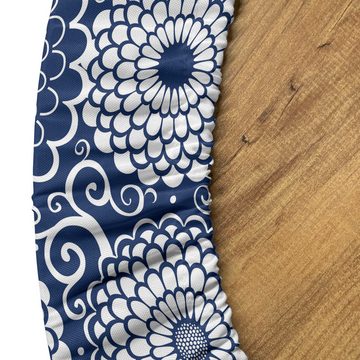 Abakuhaus Tischdecke Rundum-elastische Stofftischdecke, Blauer Mandala Große Blumen Curls