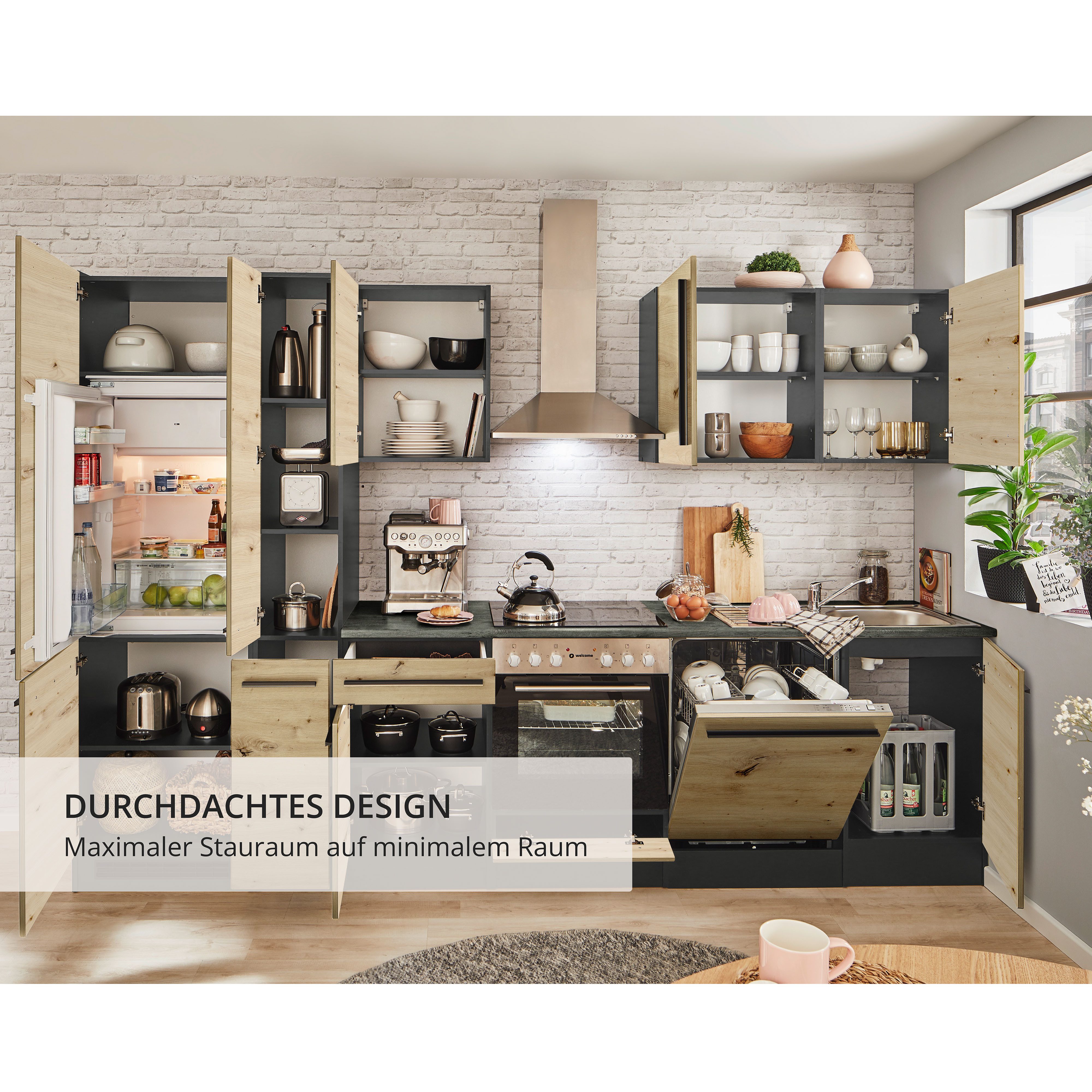 BASIC by Balculina Küchenzeile Jazz, Breite 310 cm, wahlweise mit E-Geräten