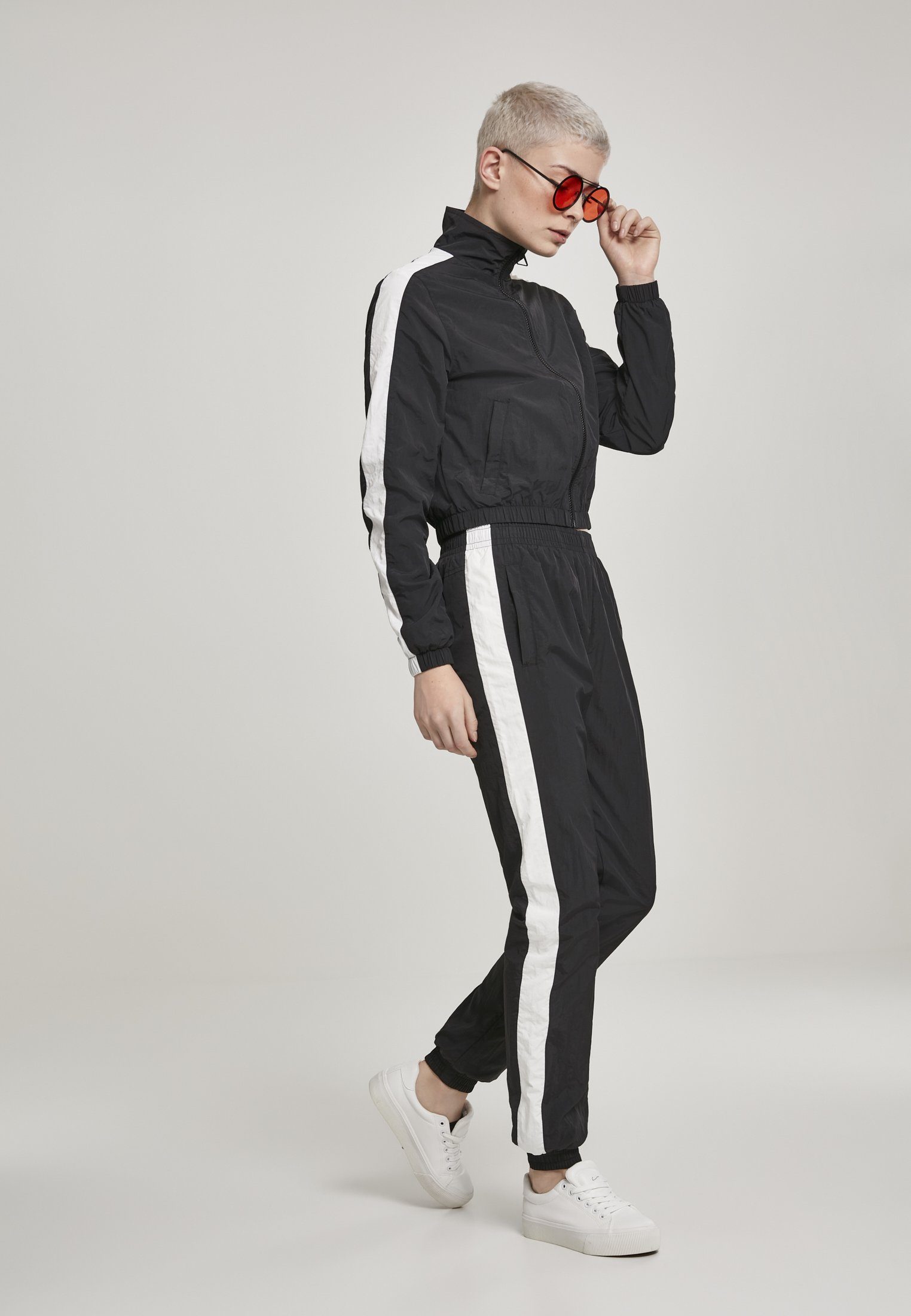 (1-St) Striped CLASSICS Outdoorjacke URBAN black/white Ladies Short Jacket Damen Track Crinkle