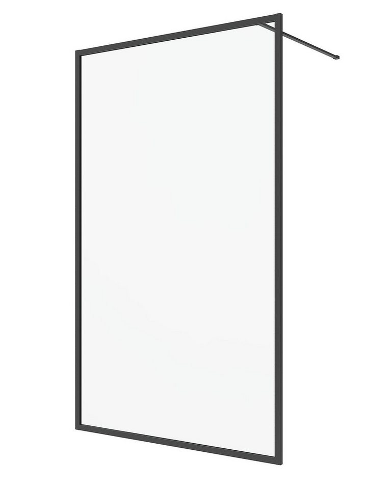 Thumbnail - AQUABATOS Walk-in-Dusche Duschwand für Dusche Walk in Dusche Duschabtrennung Glas Schwarz, Sicherheitsglas, 8 mm Einsche...