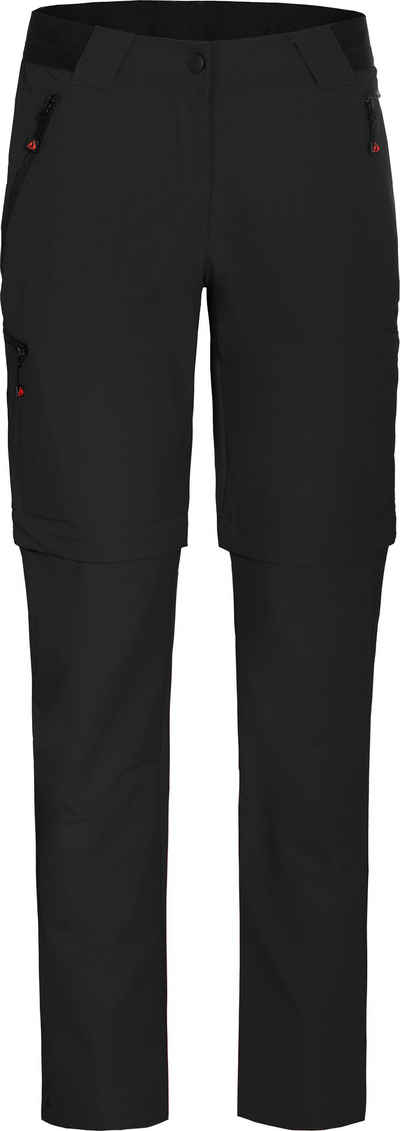Bergson Zip-off-Hose VIDAA COMFORT Zipp-Off Damen Wanderhose, leicht, strapazierfähig, Kurzgrößen, schwarz