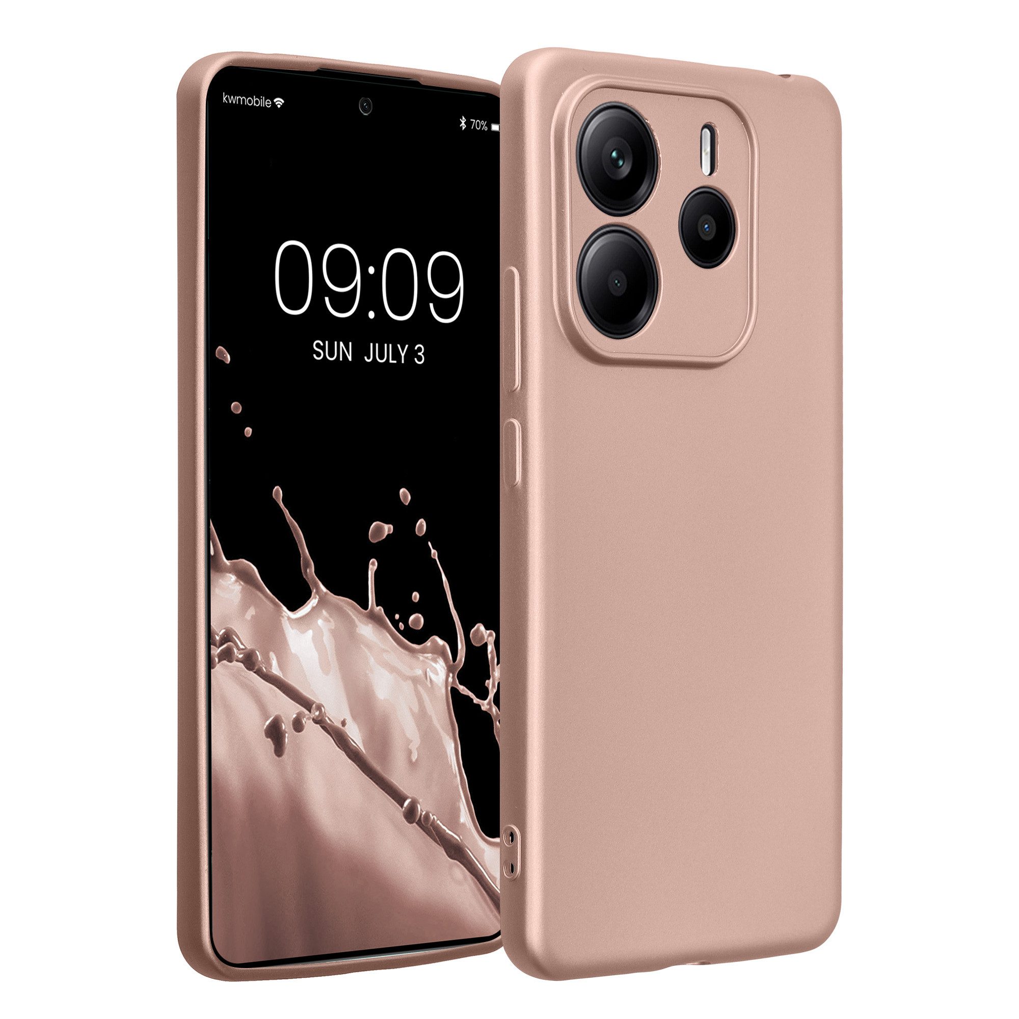 kwmobile Handyhülle Handyhülle für Xiaomi Redmi Note 14 5G (Nicht für 4G) Hülle, weiche Silikon Case metallisch schimmernd - Schutzhülle Cover