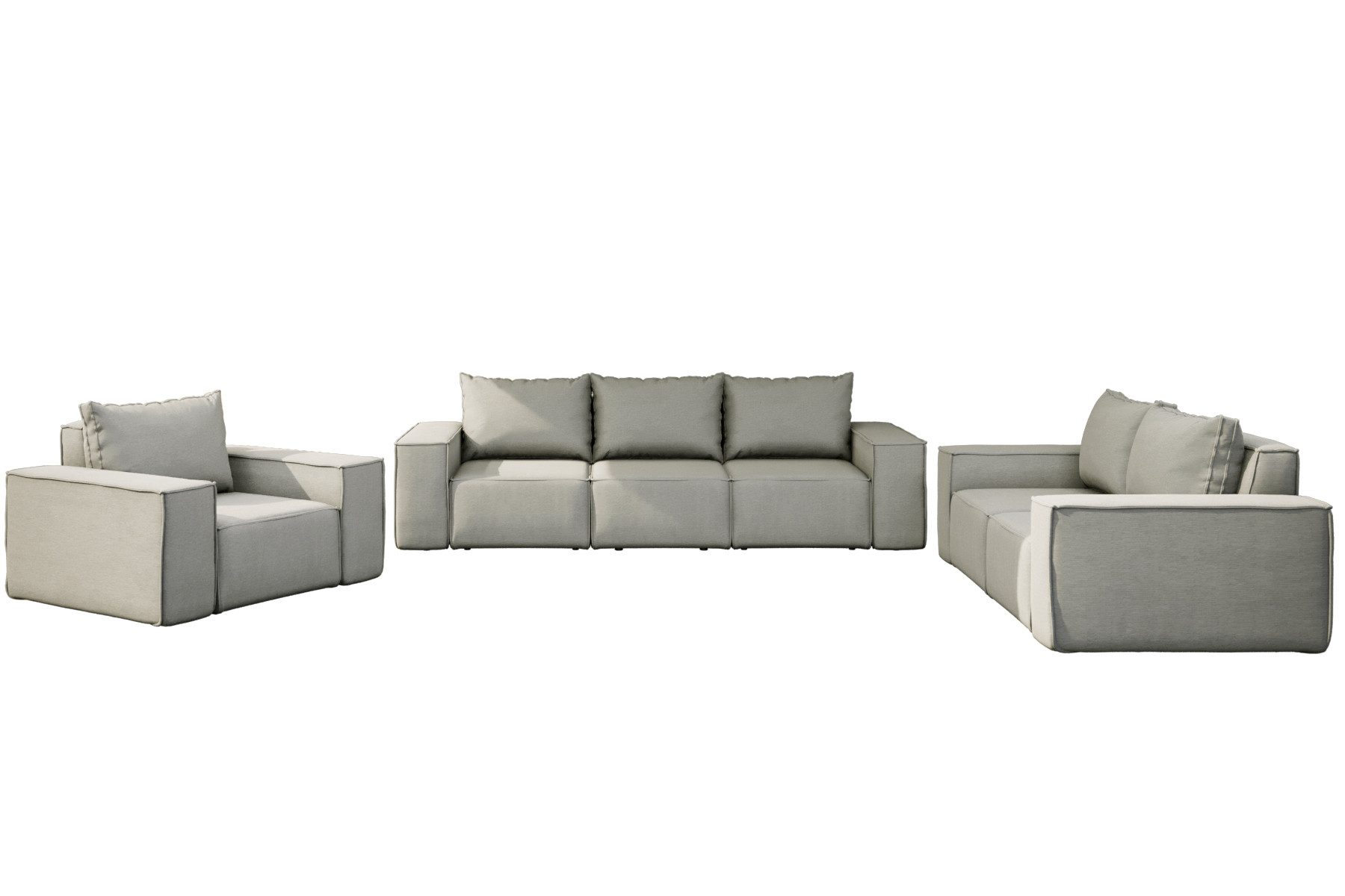 Fun Möbel Gartenlounge-Set Gartenmöbel-Set GARDENT 3er-2er-1er, (Set, 3-tlg., inkl. Rückenkissen), wetterfester Stoff NXL