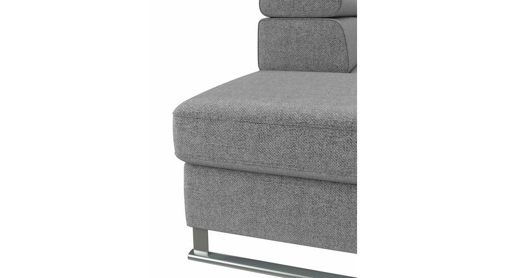 Stylefy Ecksofa Ice, L-Form, stellbar, links Eckcouch, frei oder rechts Bettkasten, inklusive bestellbar, mane und im Kopfteil- Metall, Bettfunktion und mit Raum Armlehnenverstellung