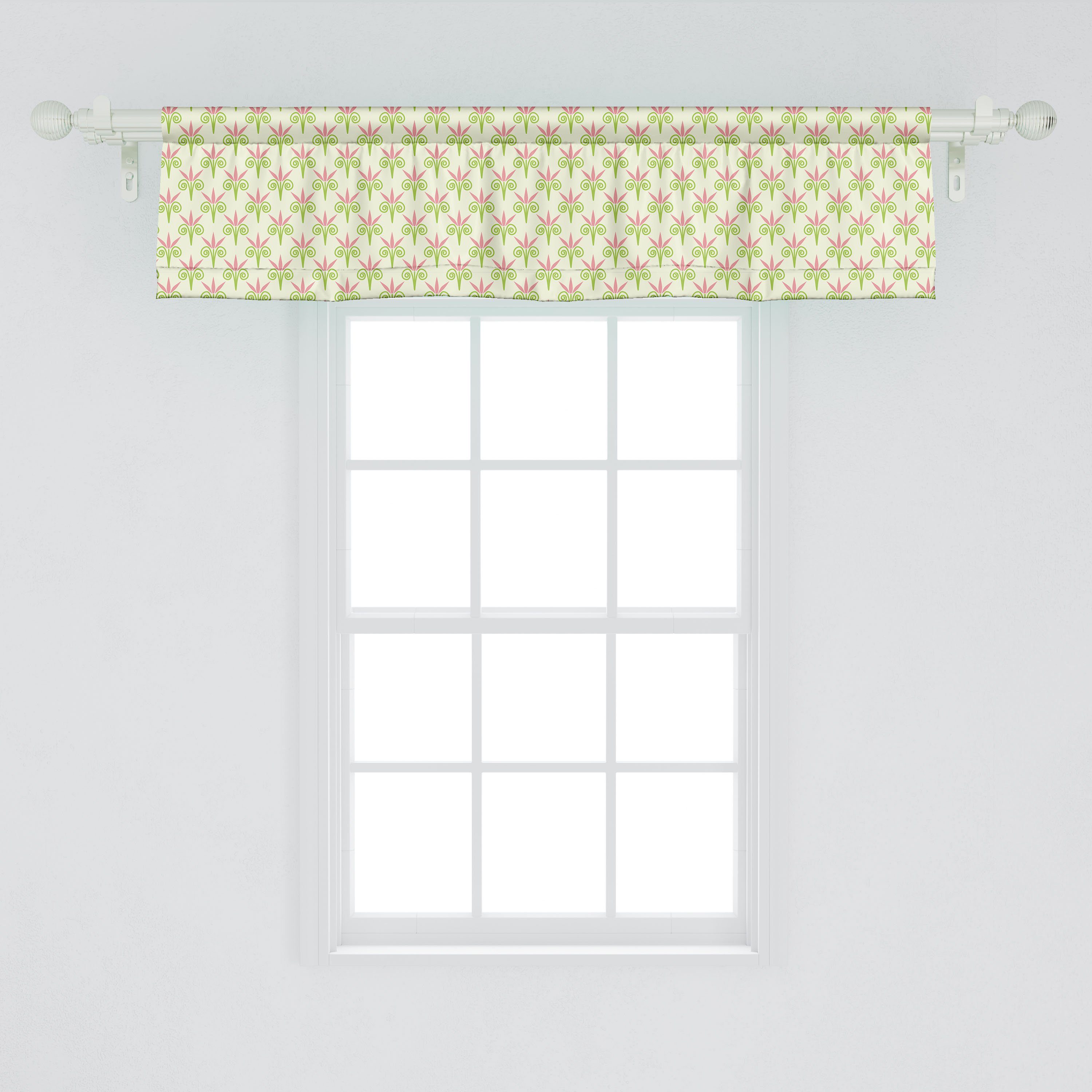 Abakuhaus, Schlafzimmer mit Microfaser, Dekor Pastelltulpe Vorhang für Küche Scheibengardine Volant Blumen Stangentasche, Blumen-Motiv