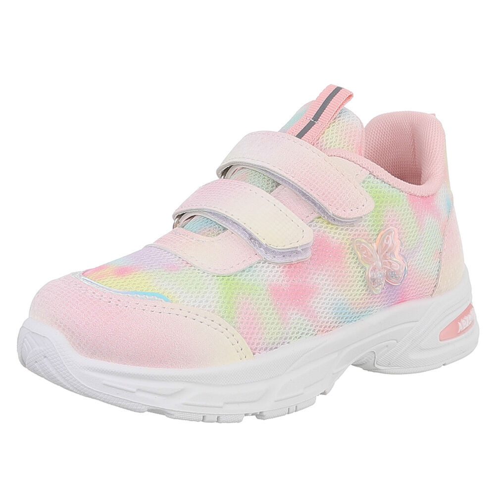 Ital-Design Bunte Kinderschuhe mit Klettverschluss für Freizeitaktivitäten Sneaker (89545310) Flach Freizeitschuhe in Rosa