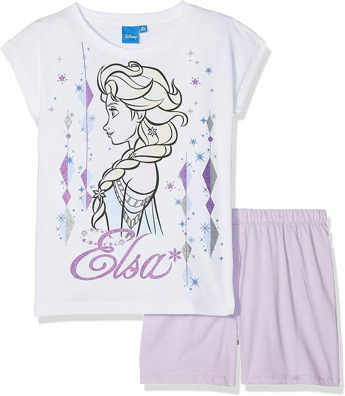 Disney Frozen Shorty Frozen Die Eiskönigin völlig unverfroren kurzer Pyjama Schlafanzug Mädchen 2 3 4 5 6 7 8 9 10 11 12 Jahre Gr., 104 116 128 140