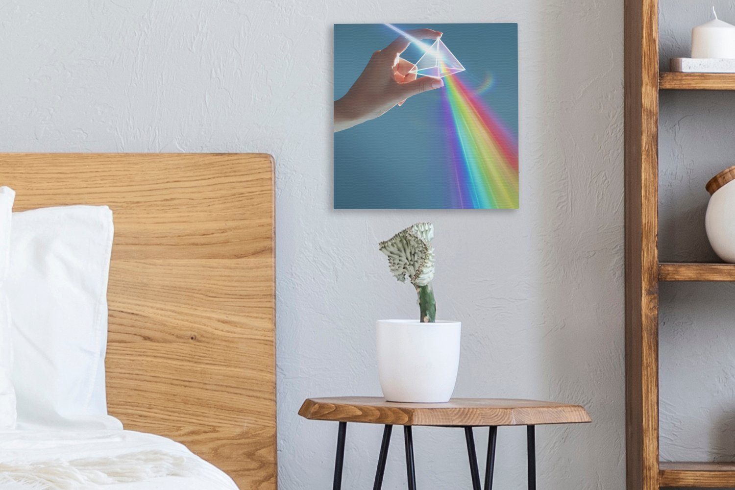 Leinwandbild OneMillionCanvasses® erscheint Regenbogen Schlafzimmer St), Wohnzimmer für durch (1 Leinwand Prisma, Bilder