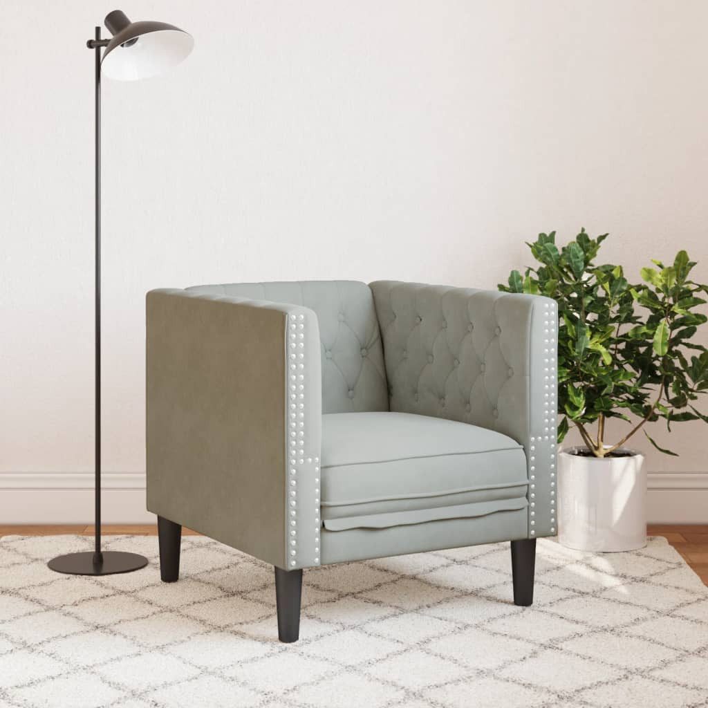 vidaXL Sofa Chesterfield-Sessel Hellgrau Samt günstig online kaufen