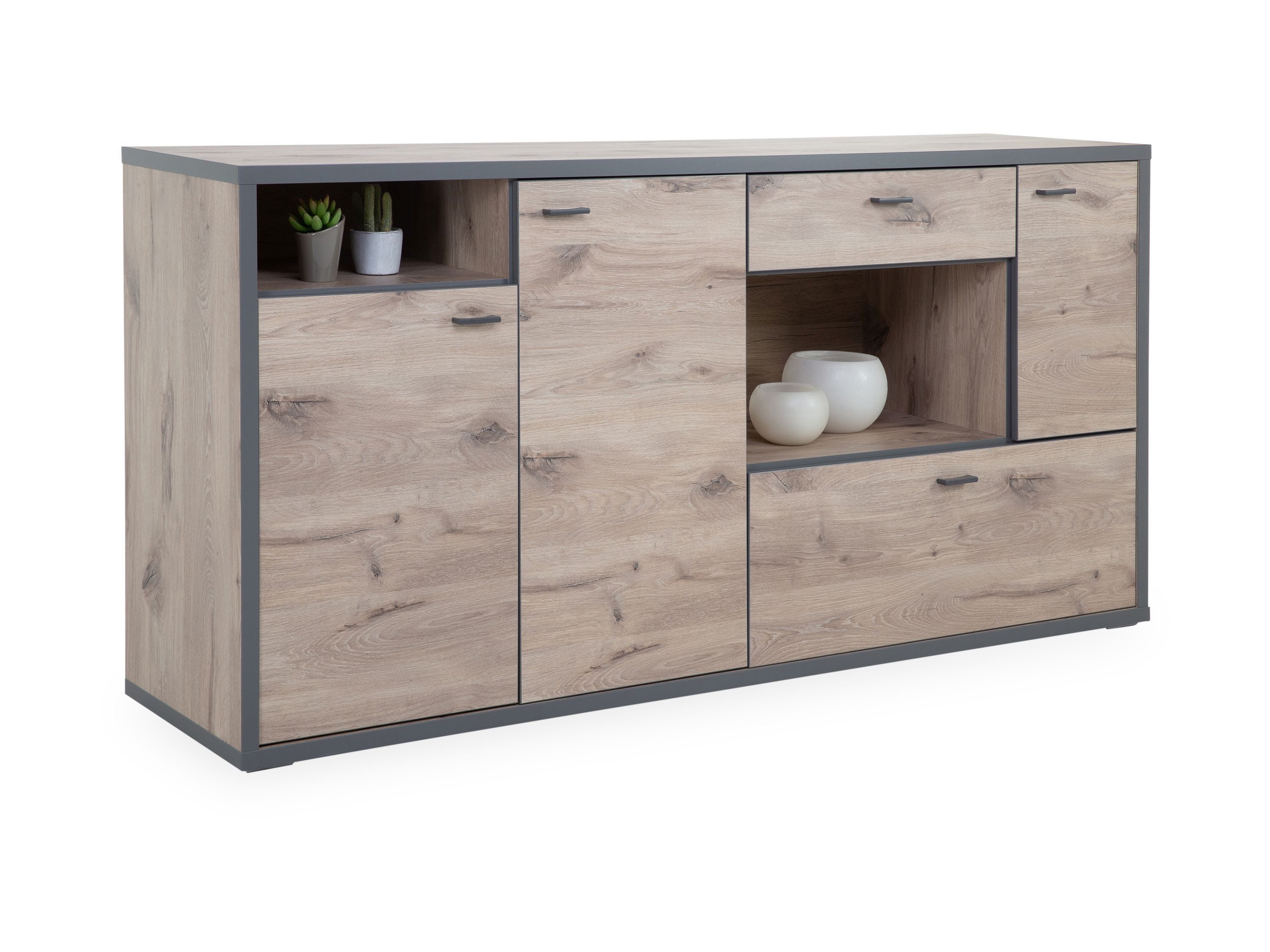 HARPER Sideboard HARPER IMPERIA BHT 185x91x44 cm braun Kommode Bürokommode