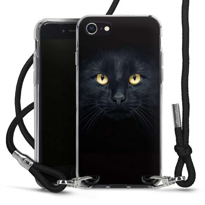 DeinDesign Handyhülle Katze Auge schwarz Tom Cat Apple iPhone 8 Handykette Hülle mit Band Case zum Umhängen