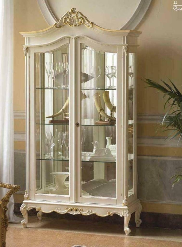 Vitrine neu Vitrinen Wohnzimmer Schrank Rokoko JVmoebel Vitrine Design Schau Weiß Barock Schränke