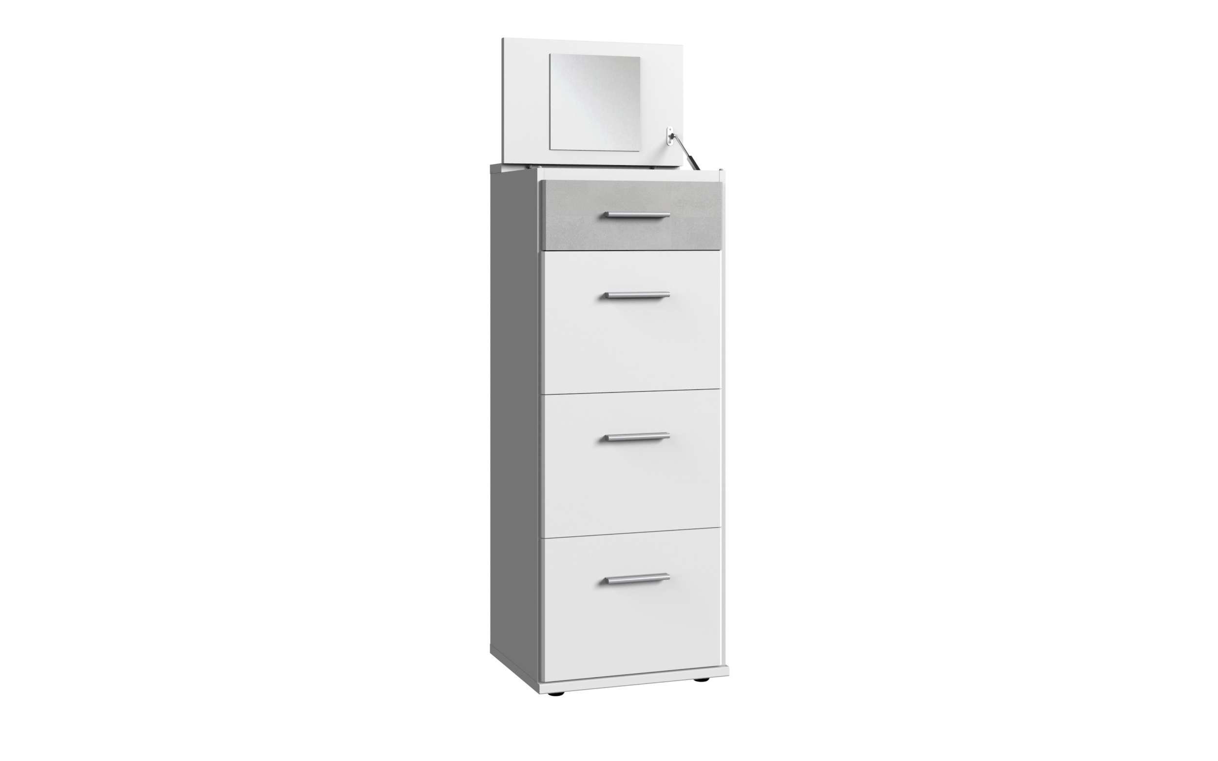 Stylefy Kinderkleiderschrank Lio I (Highboard, Schubladenkommode) mit 4 Schubladen, viel Stauraum, aus Holzwerkstoff, Modern Design, für Kinder mit Spiegel Weiß - Beton