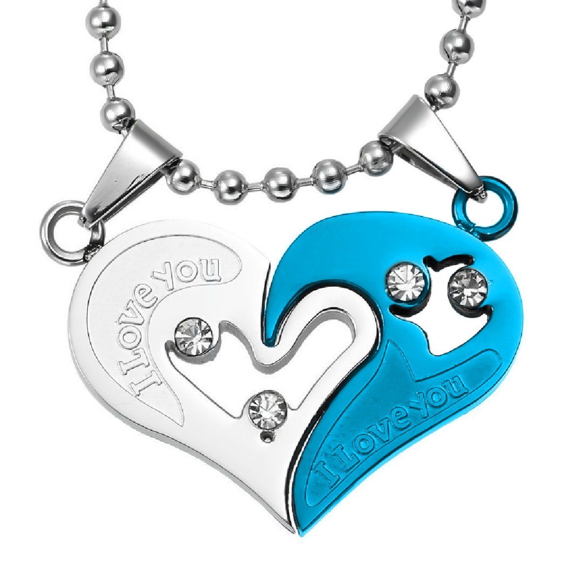 Schmuck-Elfe Partnerkette Herz I Love You Harmonie (Set), 4tlg. Set