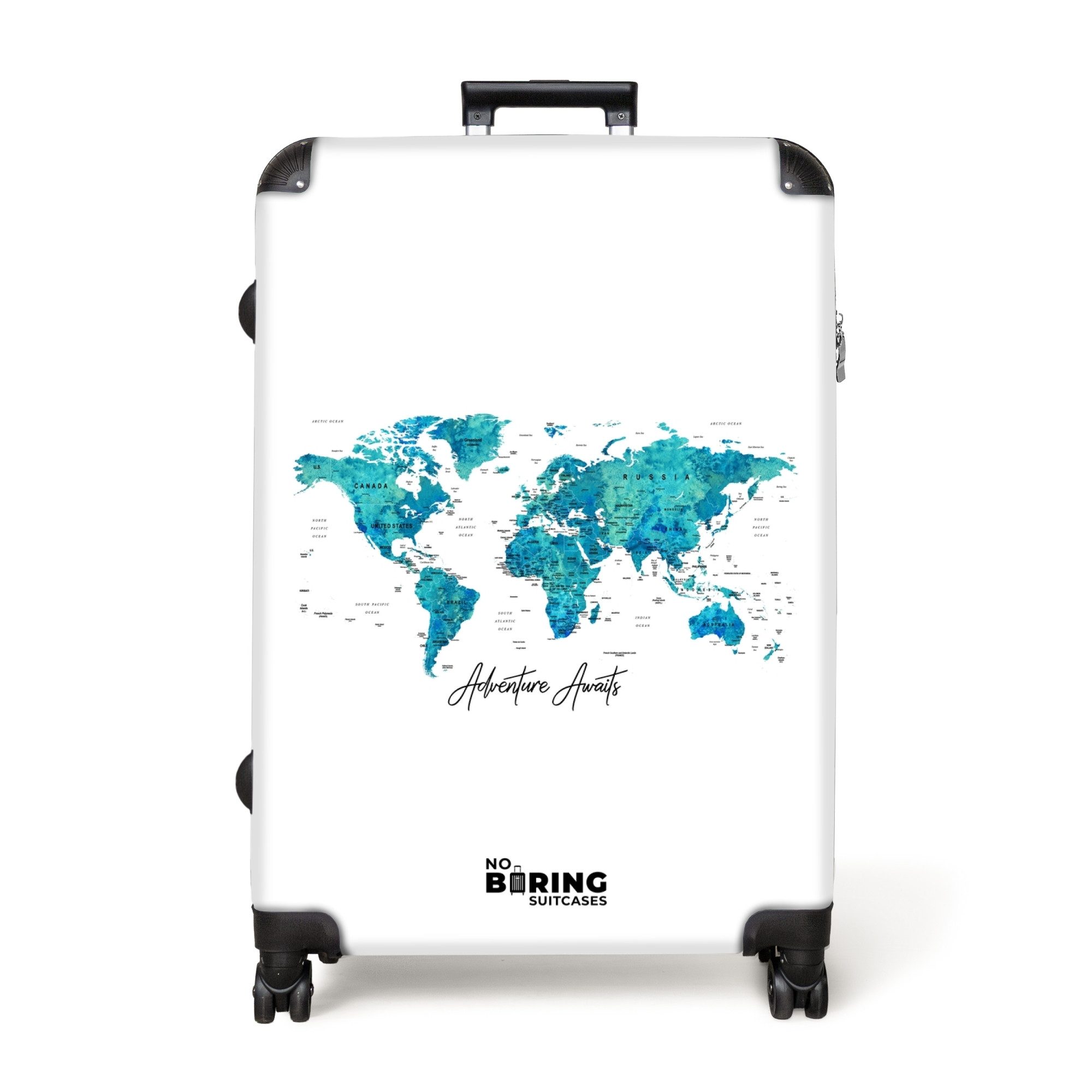 NoBoringSuitcases.com© Hartschalen-Trolley Weltkarte - Blau - günstig online kaufen