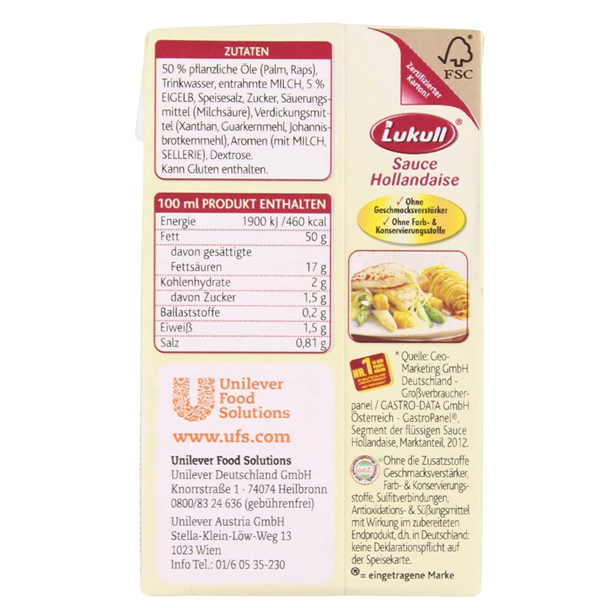 Lukull Saucen, Lukull Sauce Hollandaise perfekt zu Spargel und Gemüse 250ml