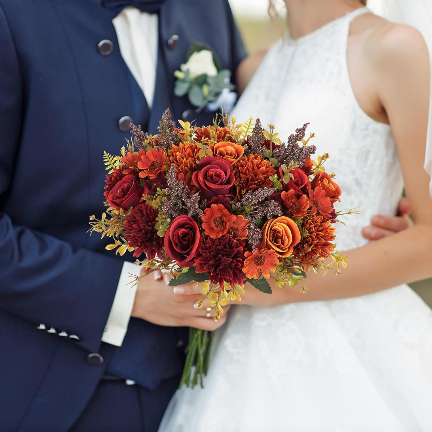 Kunstblumenstrauß Künstliche Blumen 2/4 Bündel künstliche Rosen Gänseblümchen, Agger, Perfekt für Hochzeit, Party oder Heimdekoration in Rosa – Bild 4 von 5