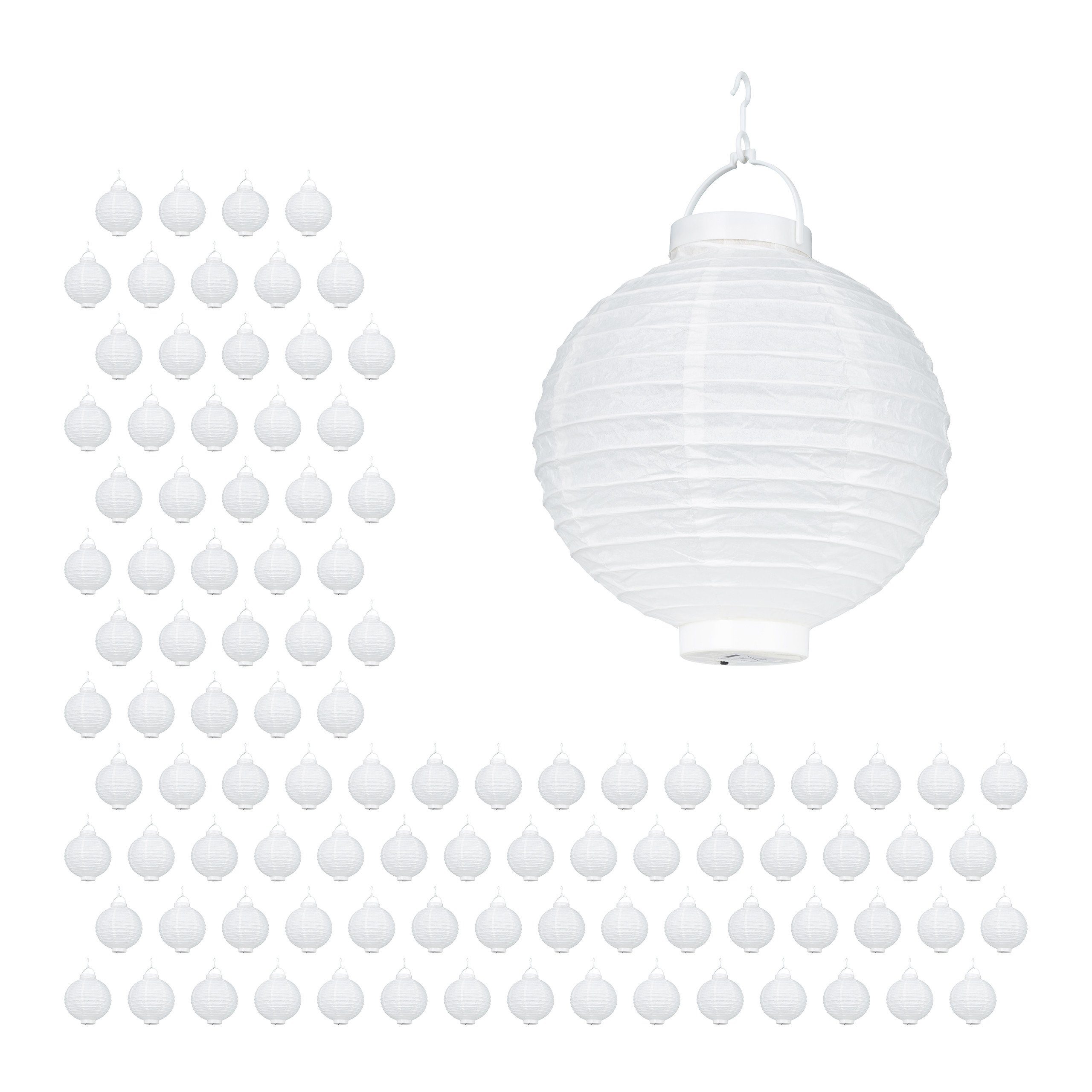 relaxdays LED Lampion 100 x LED Lampions weiß