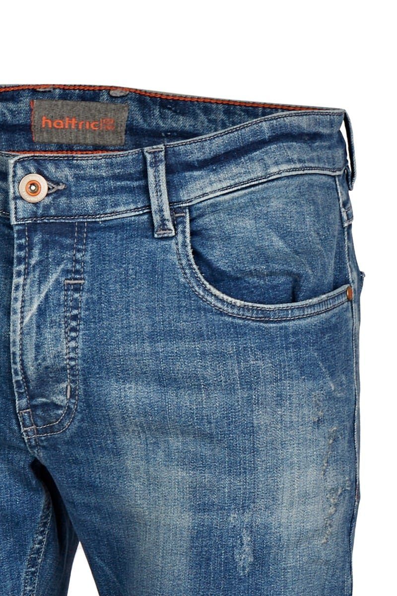 Stretch light Davis destroyed Slim-fit-Jeans Hattric Hattric 5-Pocket-Jeans blue Herren Light