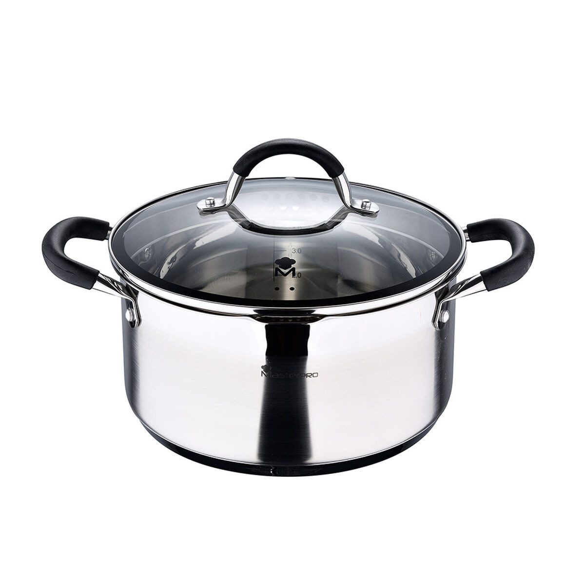 MasterPRO Kochtopf Masterpro Topf mit Deckel foodies bgmp-1502-bk Edelstahl 5 L 24 x 12 c